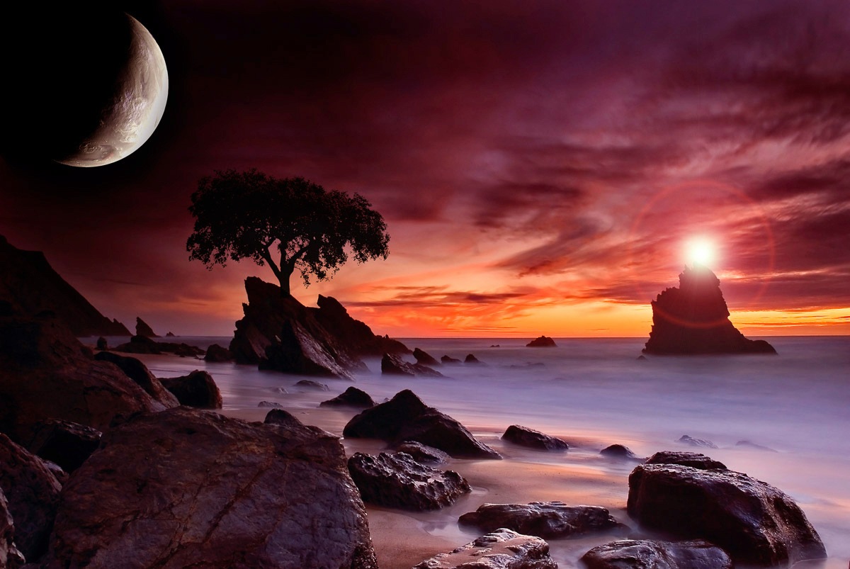 Papermoon Fototapete »Küstenmondlicht«