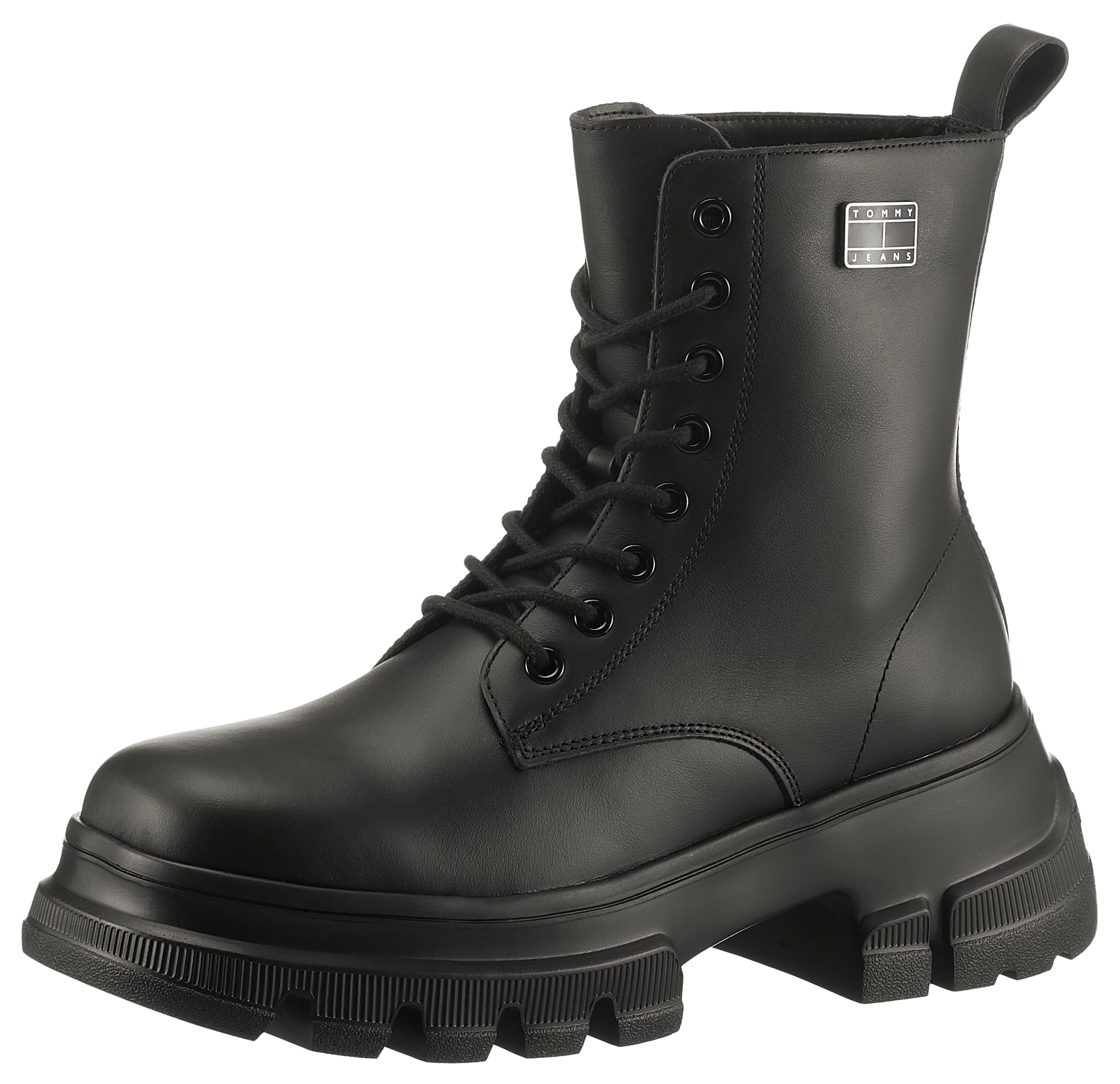 Tommy Jeans Schnürboots »TJW CHUNKY LEATHER BOOT«, mit Marken-Logo