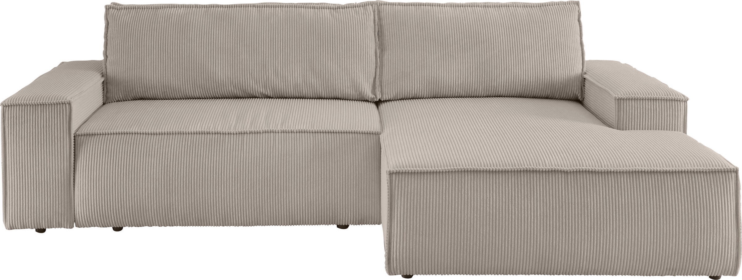 Home affaire Ecksofa »SHERWOOD Schlafsofa 267 cm, L-Form,« Schlaffunktion mit Bettkasten (210x136 cm), Cord, Vintage, Samtvelours