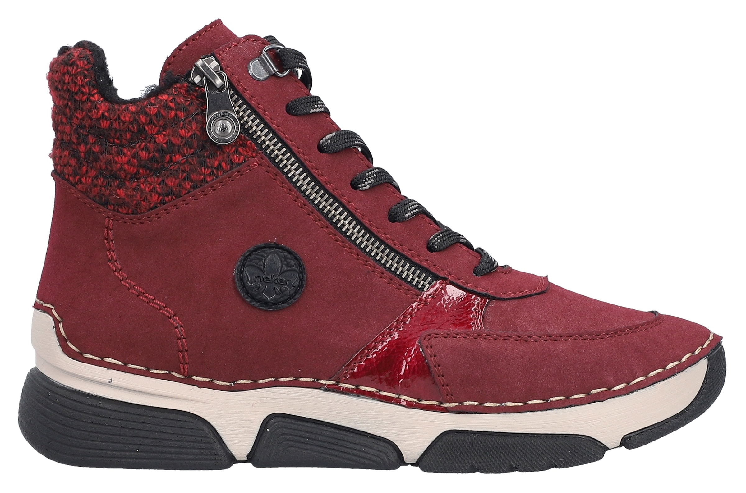 Rieker Winterboots, Schnürstiefelette, Schnürboots mit Textil-Besatz am Schaftrand