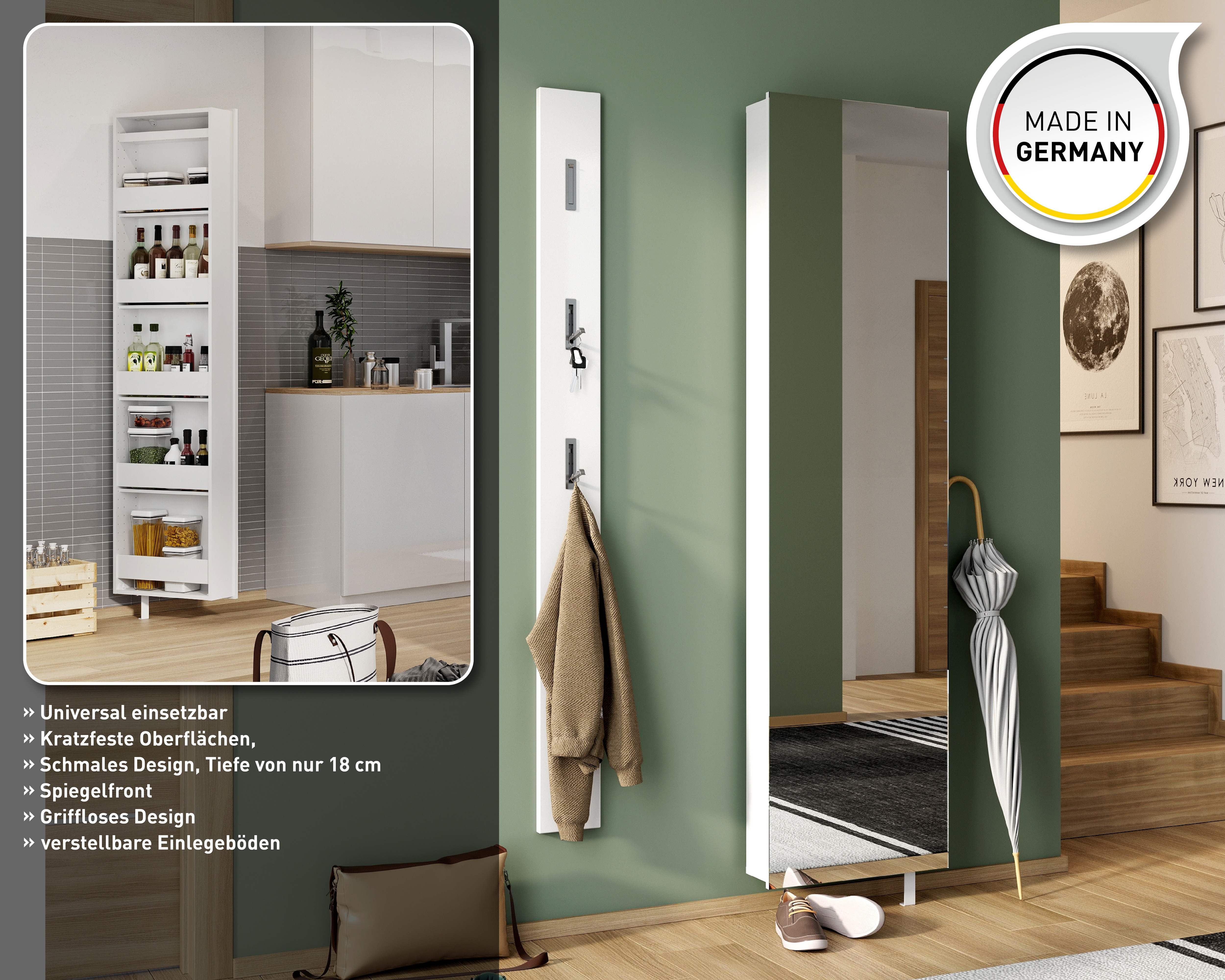 Thumbnail - GERMANIA Schuhschrank "1189" 1 Stk. tlg. Drehschrank mit Spiegel