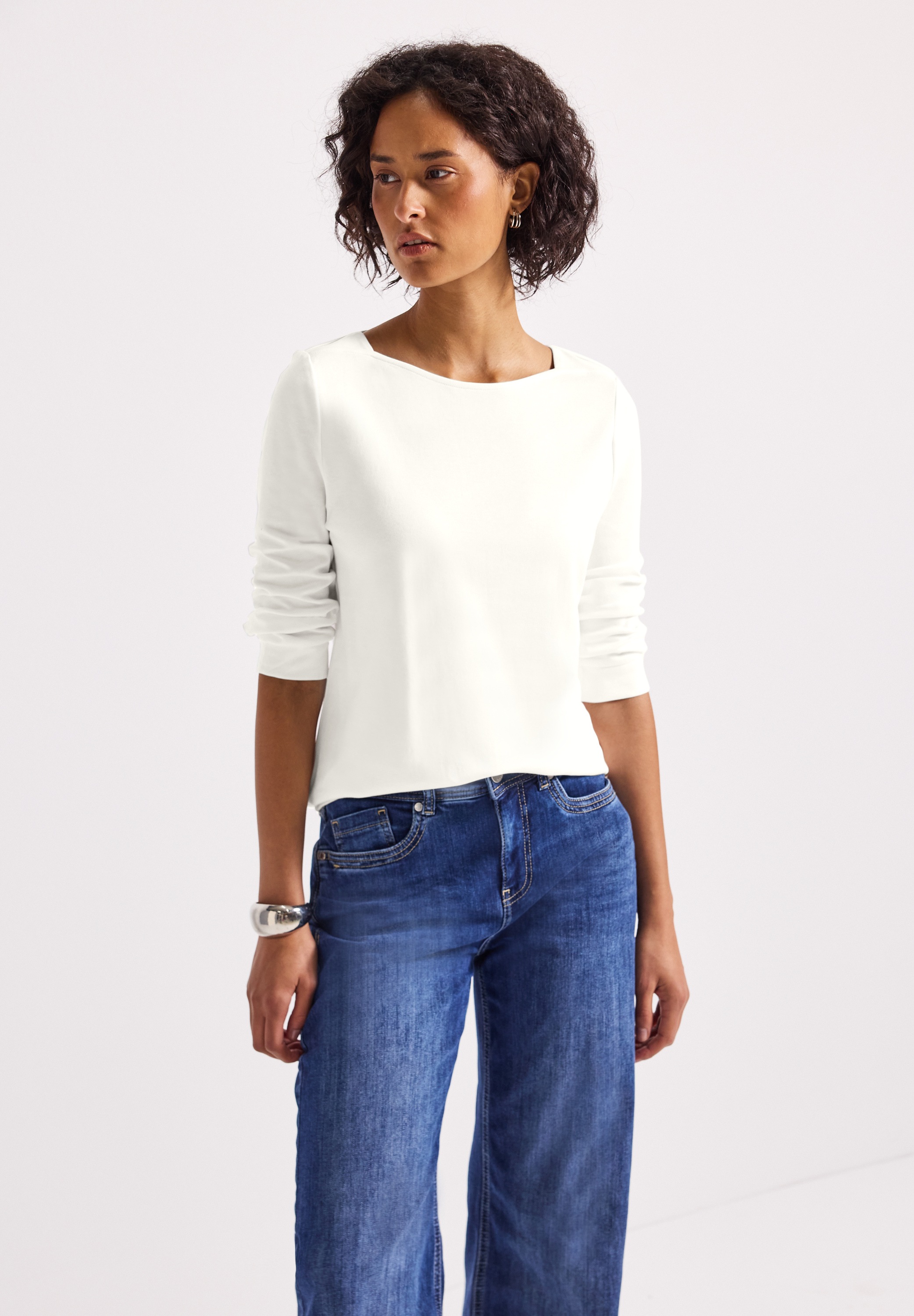 STREET ONE 3/4-Arm-Shirt, U-Boot-Ausschnitt und 3/4-Ärmel mit Bündchen günstig online kaufen