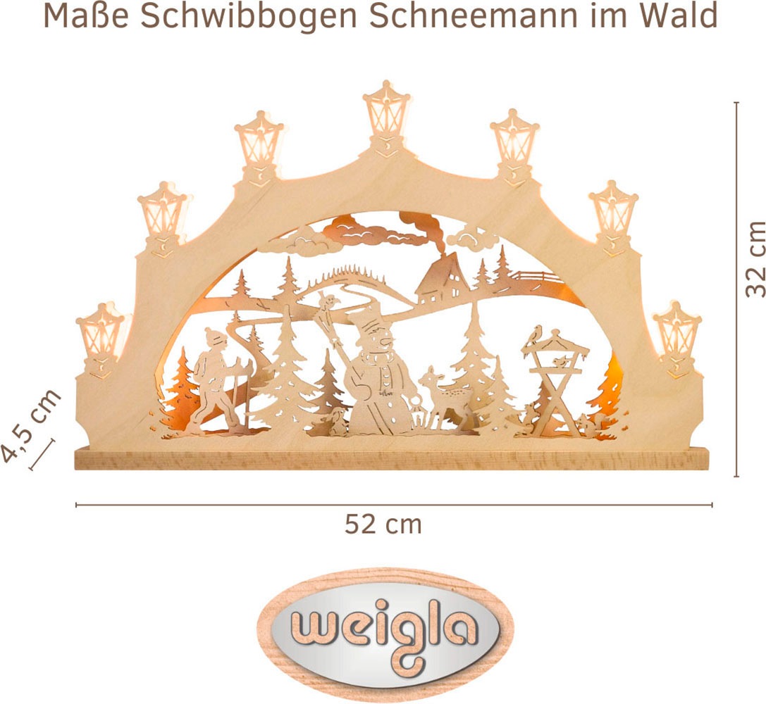 Weigla LED Schwibbogen "Schneemann im Wald, Lichterbogen aus Holz, NATUR, M günstig online kaufen