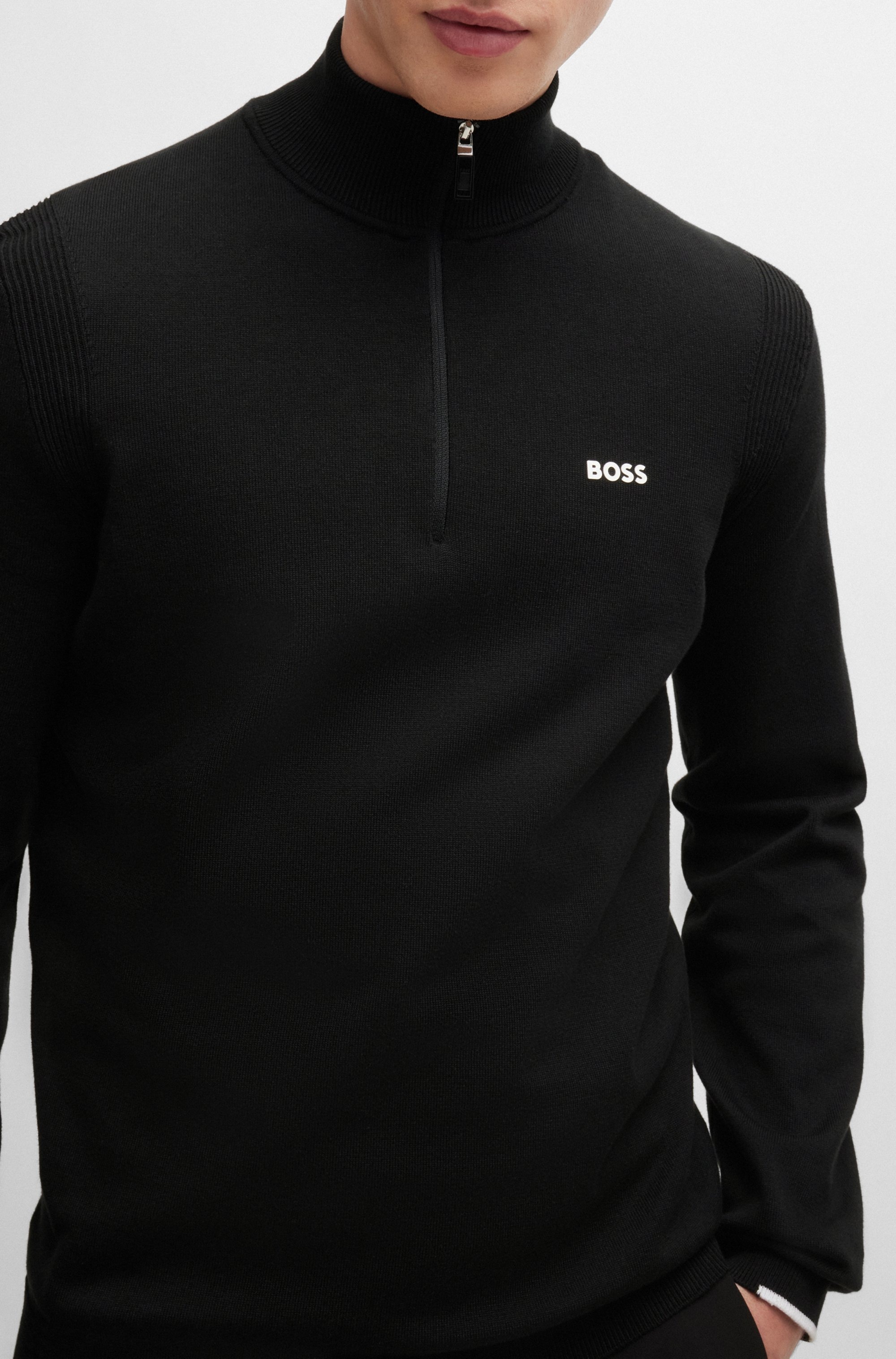 BOSS GREEN Strickpullover »Ever-X_QZ«, mit Reißverschluss