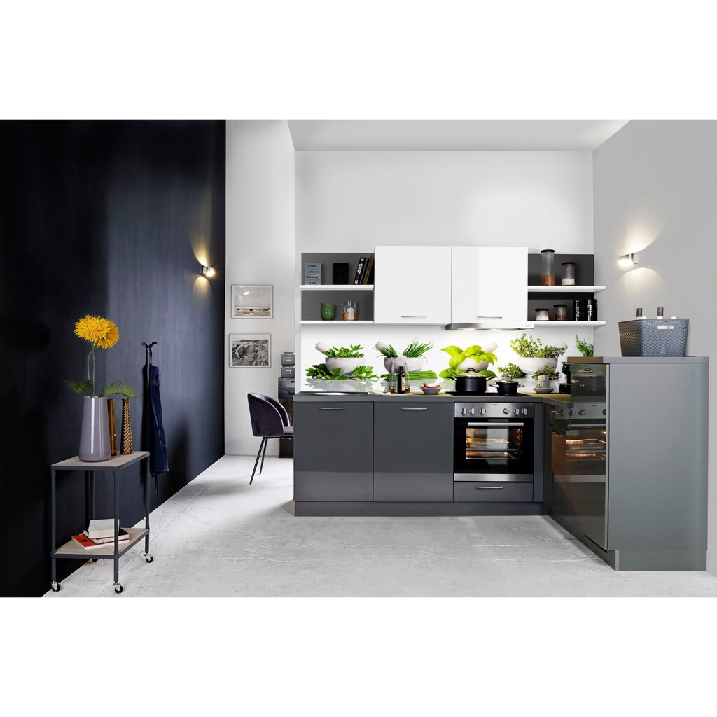 Express Küchen Winkelküche »Jena«, mit E-Geräten, vormontiert, mit Soft-Close-Funktion, Stellbreite 245 x 175 cm