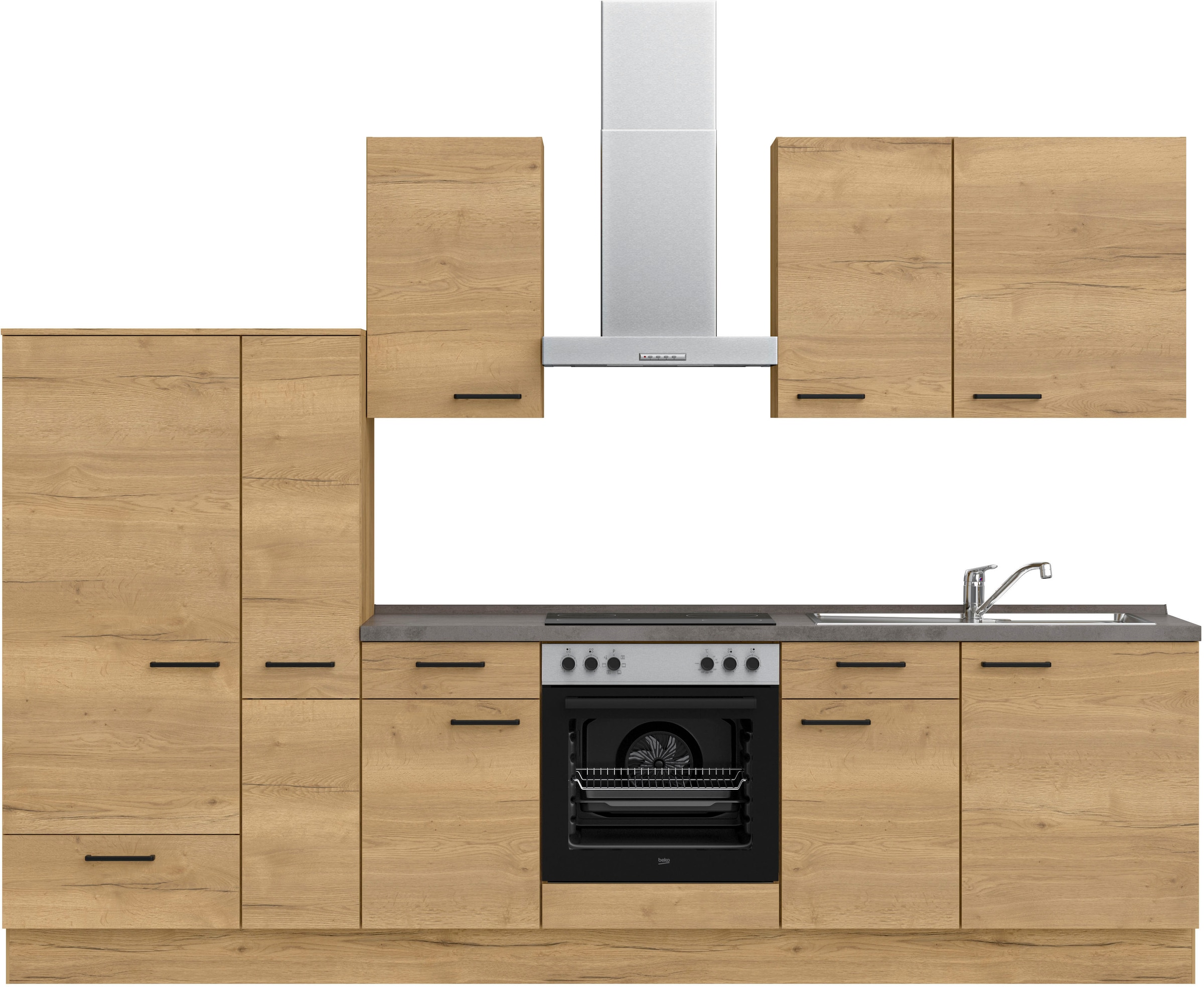 nobilia® Küchenzeile »"Structura basic"«, vormontiert, Ausrichtung wählbar, Breite 300 cm, mit E-Geräten