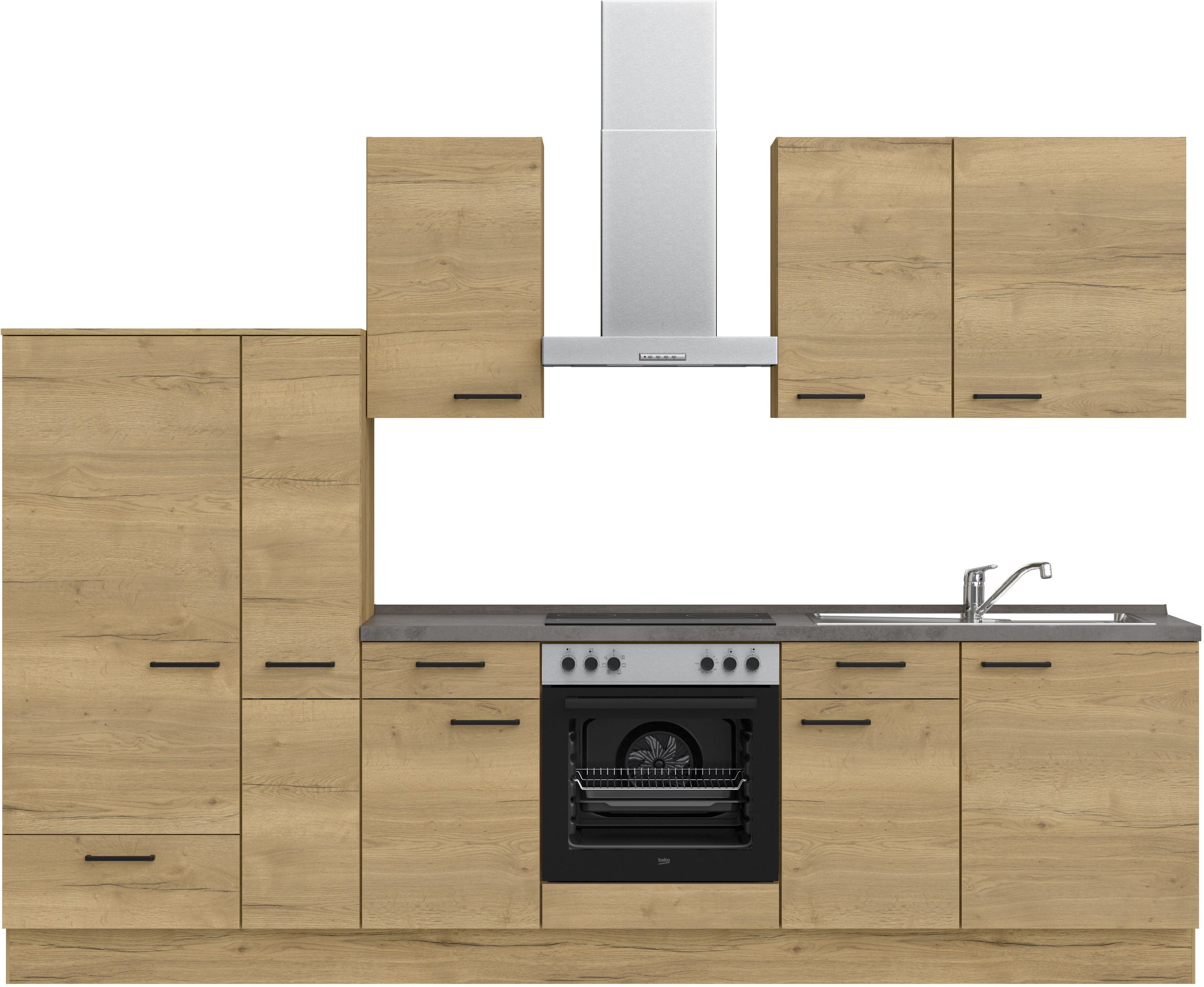 nobilia Küchenzeile ""Structura I", NEU: individuell anpassbar mit gratis Profi-Beratung" vormontiert, Breite 300 cm, Ausrichtung wählbar, wahlw. mit E-Geräten