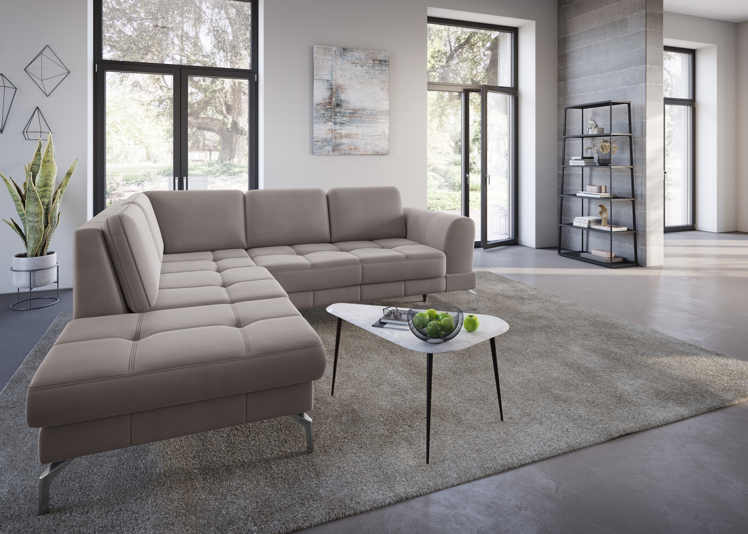 sit&more Ecksofa »Bendigo L-Form«, inklusive Sitztiefenverstellung, Bodenfreiheit 15 cm, in 2 Fußfarben