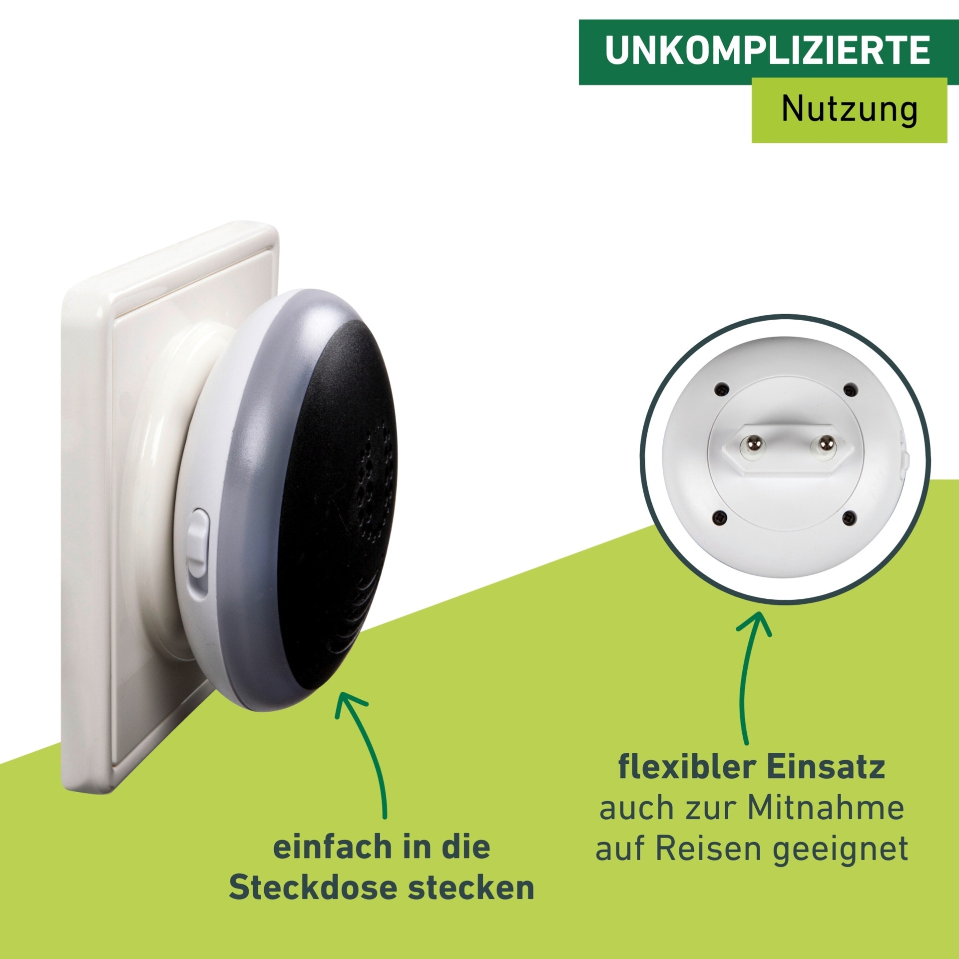 Windhager Insektenabwehrgerät »Classic, Mückenabwehr und Nachtlicht« Vertreibung der Insekten durch Ultraschall, Mückenstecker, schwarz