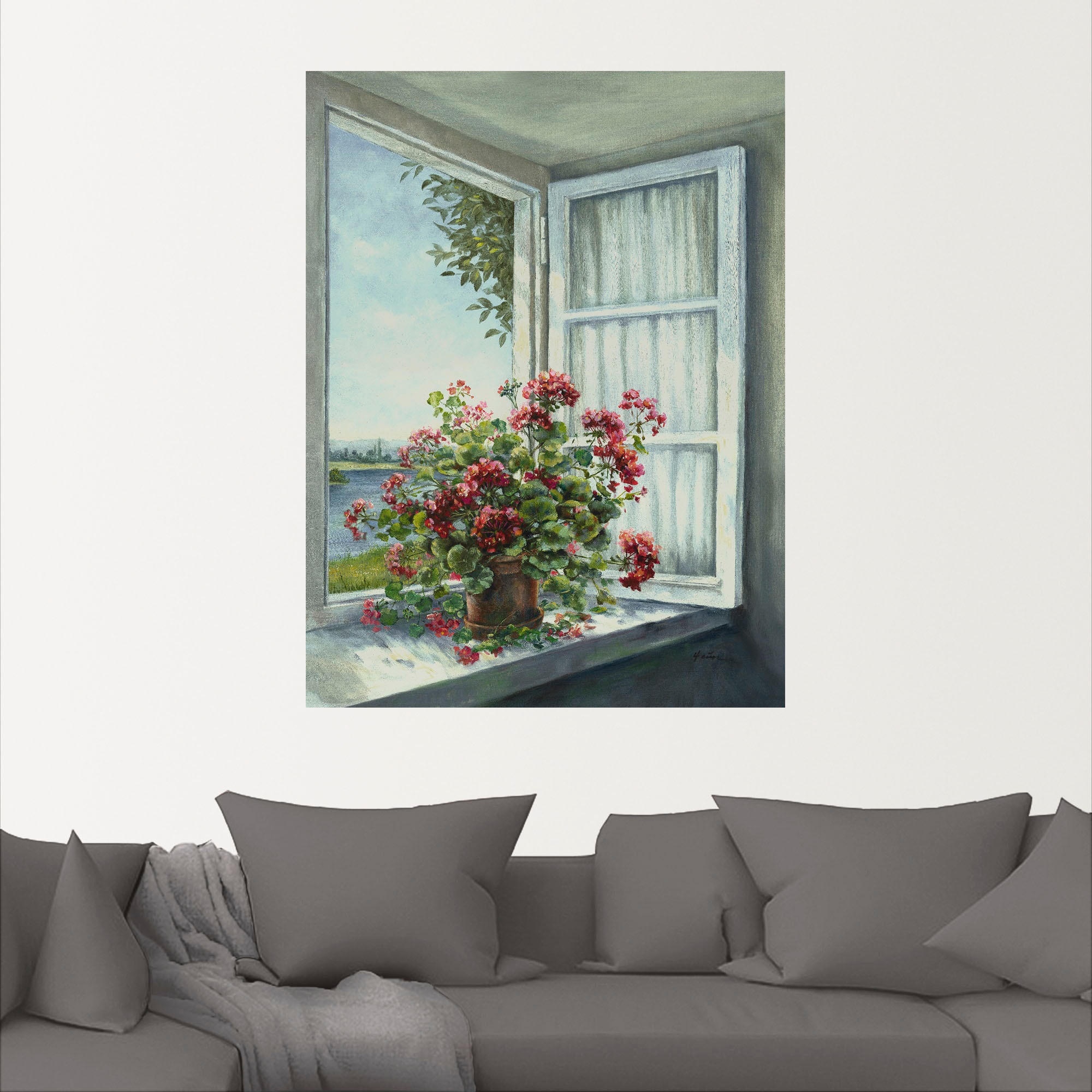 Artland Wandbild "Geranien am Fenster", Blumen, (1 St.), als Alubild, Outdo günstig online kaufen