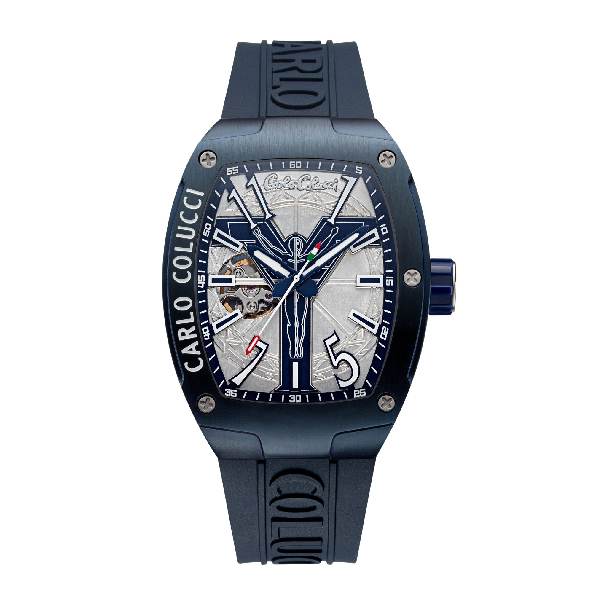 CARLO COLUCCI Automatikuhr Armbanduhr, Herrenuhr, Mechanische Uhr, Silikonarmband, analog
