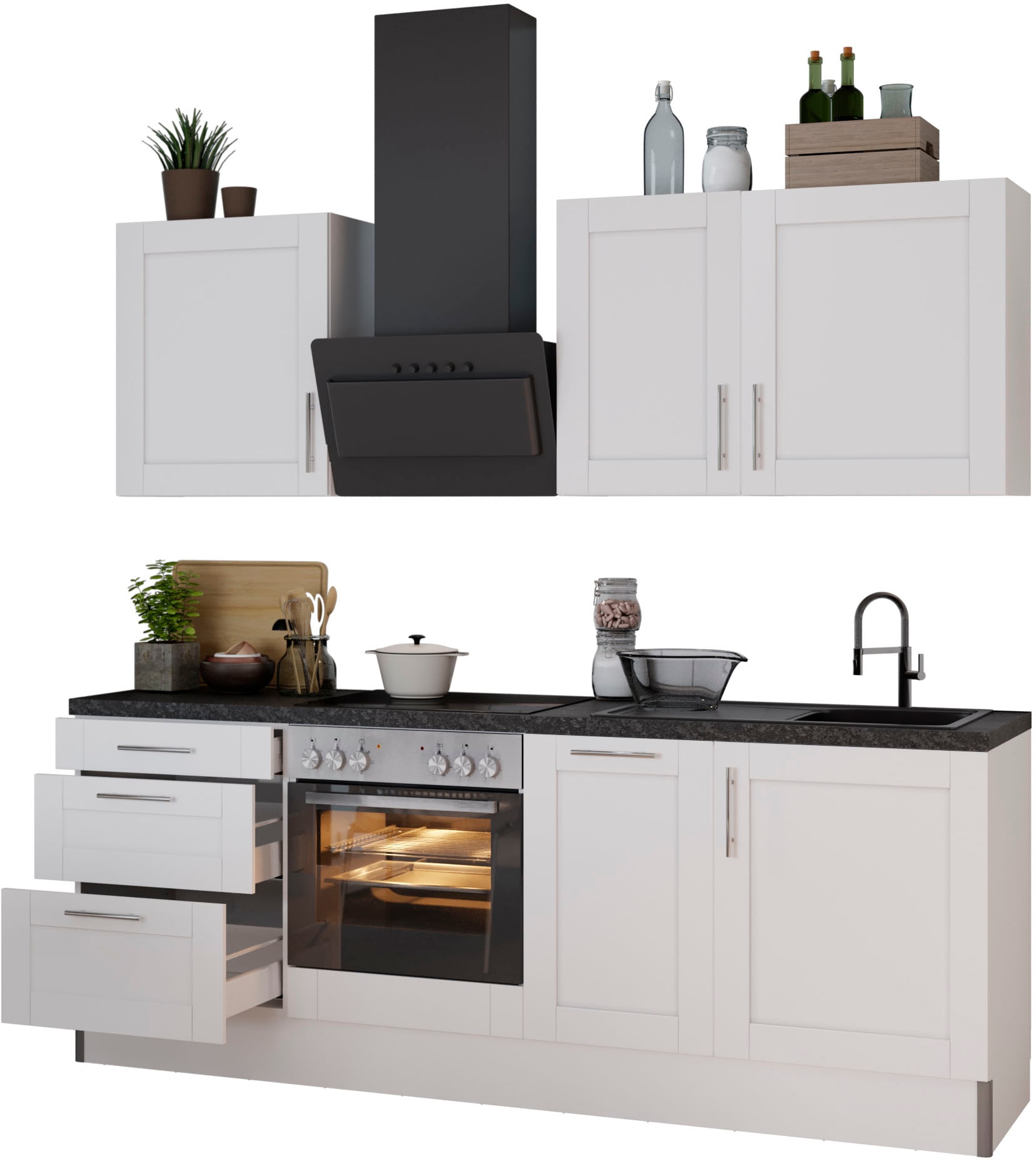 Küche »Ahus«, Breite 225 cm,wahlweise mit E-Geräten,MDF Fronten,Soft Close Funktion