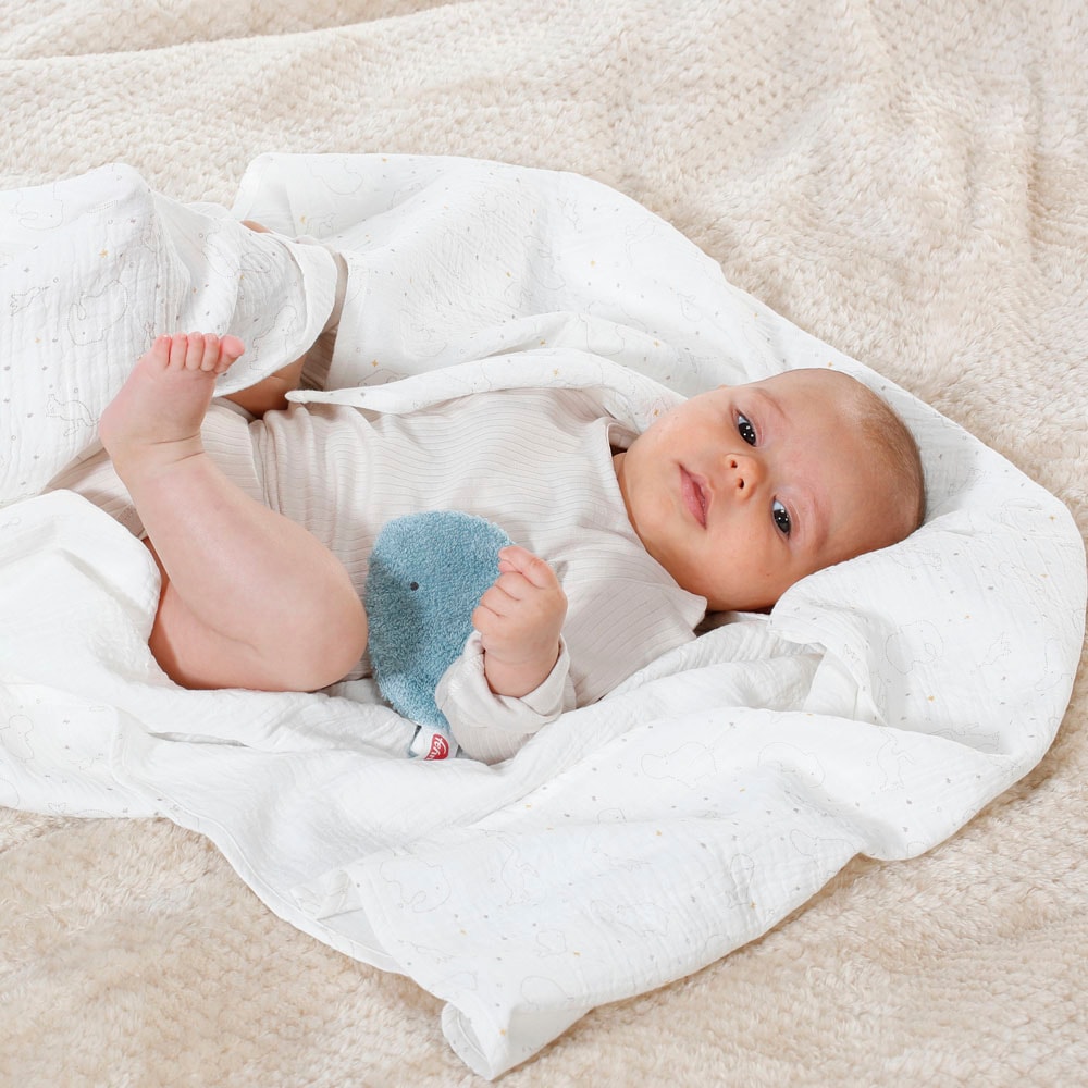 Fehn Babydecke »fehnNATUR Enthält bestellen Bio-Baumwolle Knister-Wal; mit Musselindecke«, | BAUR