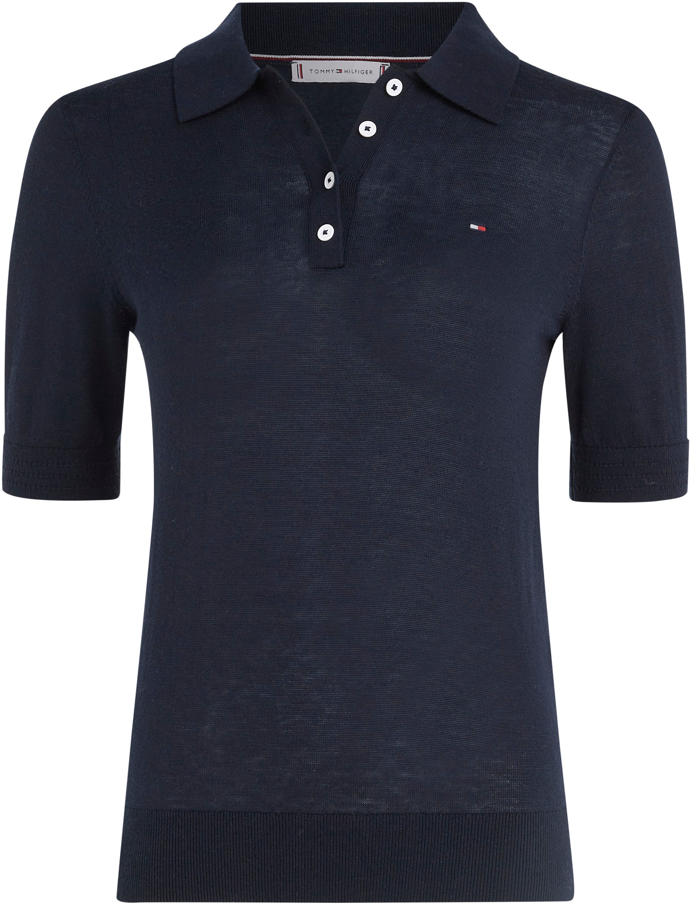 Tommy Hilfiger Polokragenpullover »BUTTON POLO SS TOP« mit Logo auf der Brust