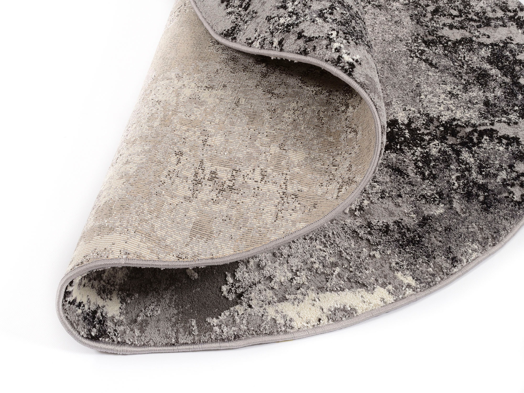 Teppich OCI DIE TEPPICHMARKE "JUWEL LIRAY", grau, H:20mm Ø:120cm, Polyester, Polypropylen, Teppiche, Teppich, Kurzflor, Wohnzimmer, Marmor Optik, Hoch Tief Effekt 2