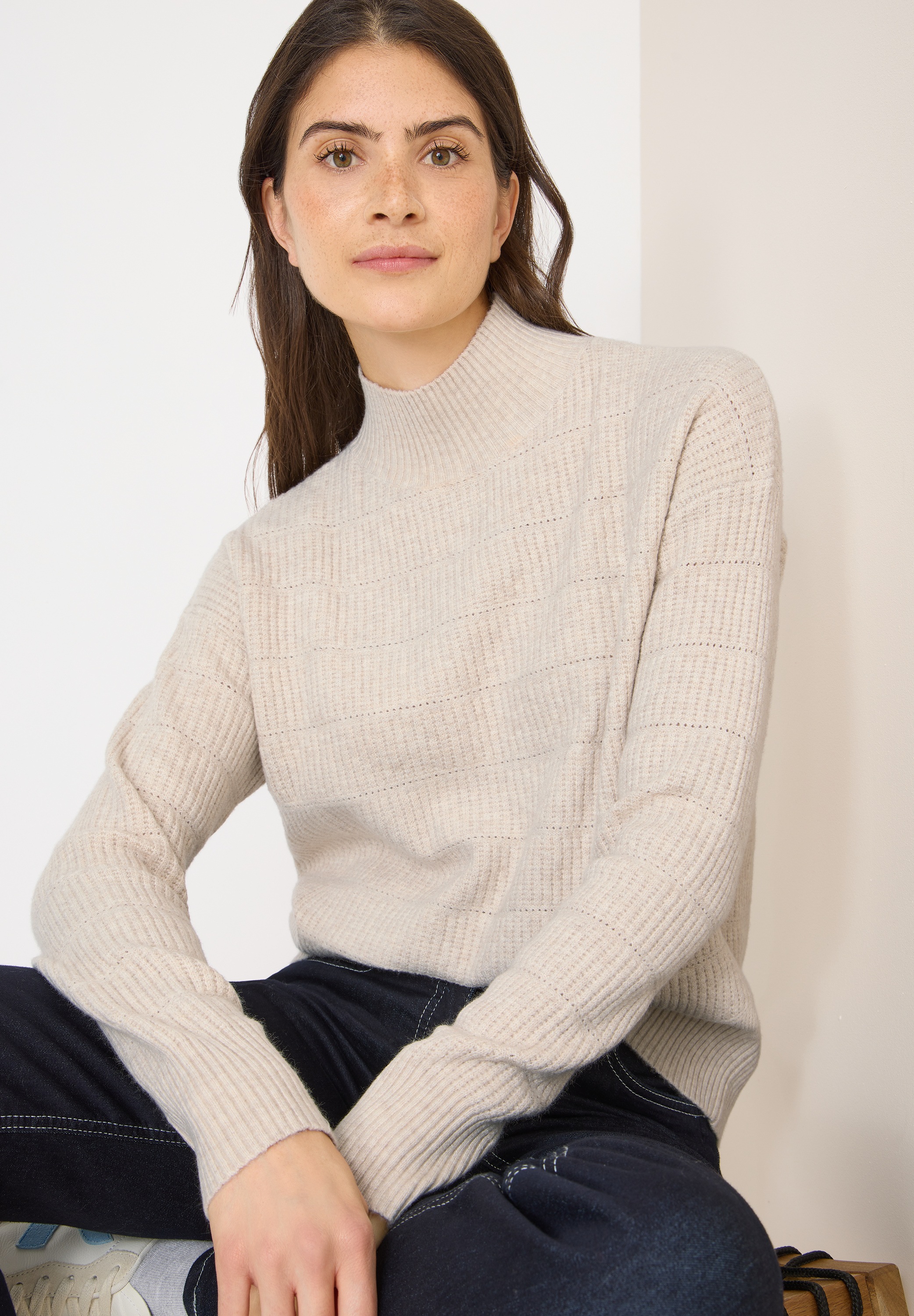 Cecil Stehkragenpullover mit Stehkragen und Loch-Design günstig online kaufen