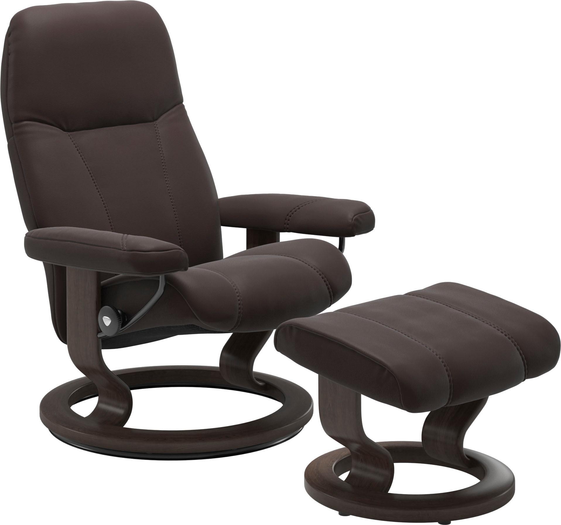 Stressless Relaxsessel "Consul" Set, Relaxsessel mit Hocker, mit Hocker, mit Classic Base, Größe S, Gestell Wenge