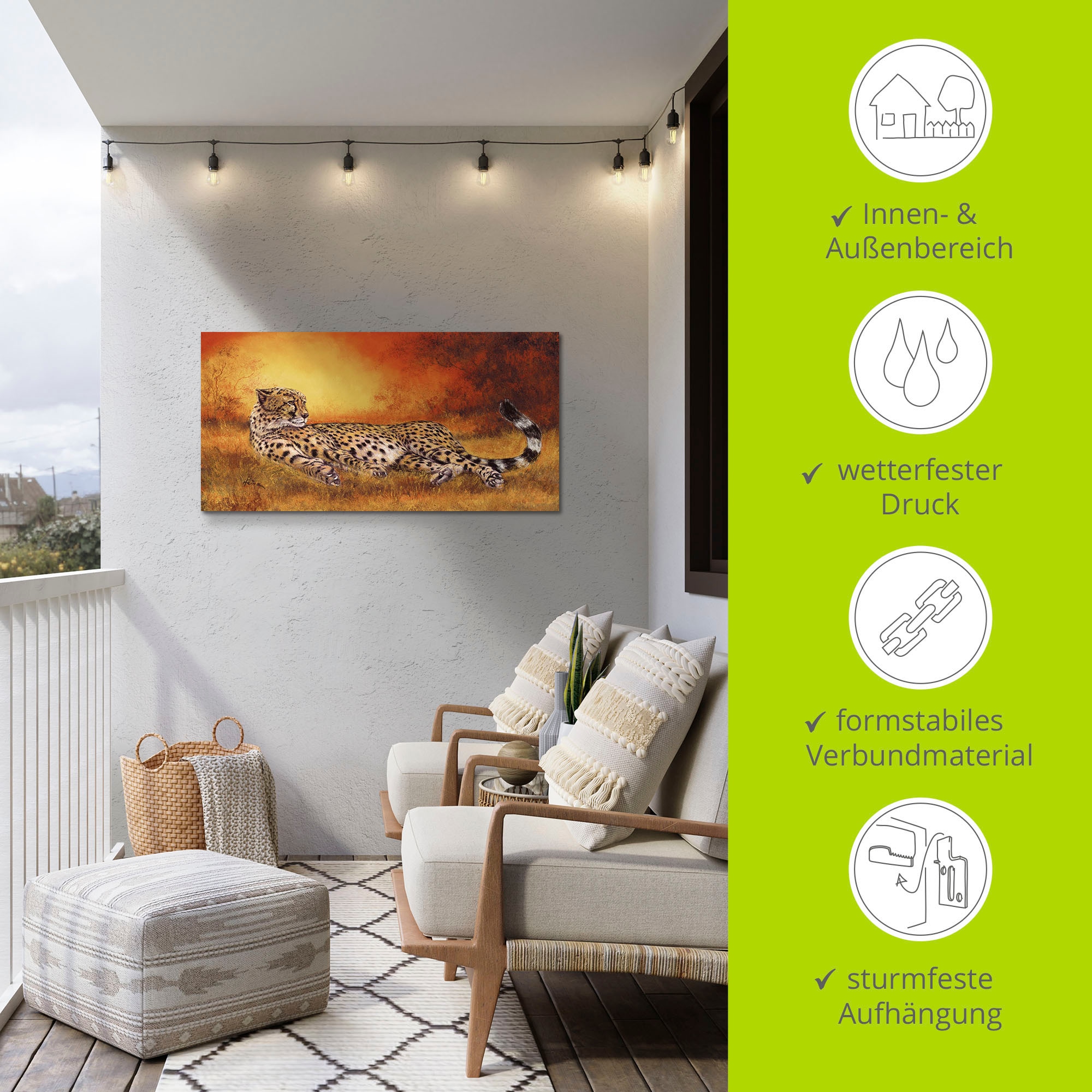 Artland Wandbild »Gepard«, Geparden Bilder, (1 St.), als Alubild, Outdoorbild, Leinwandbild, Poster, Wandaufkleber