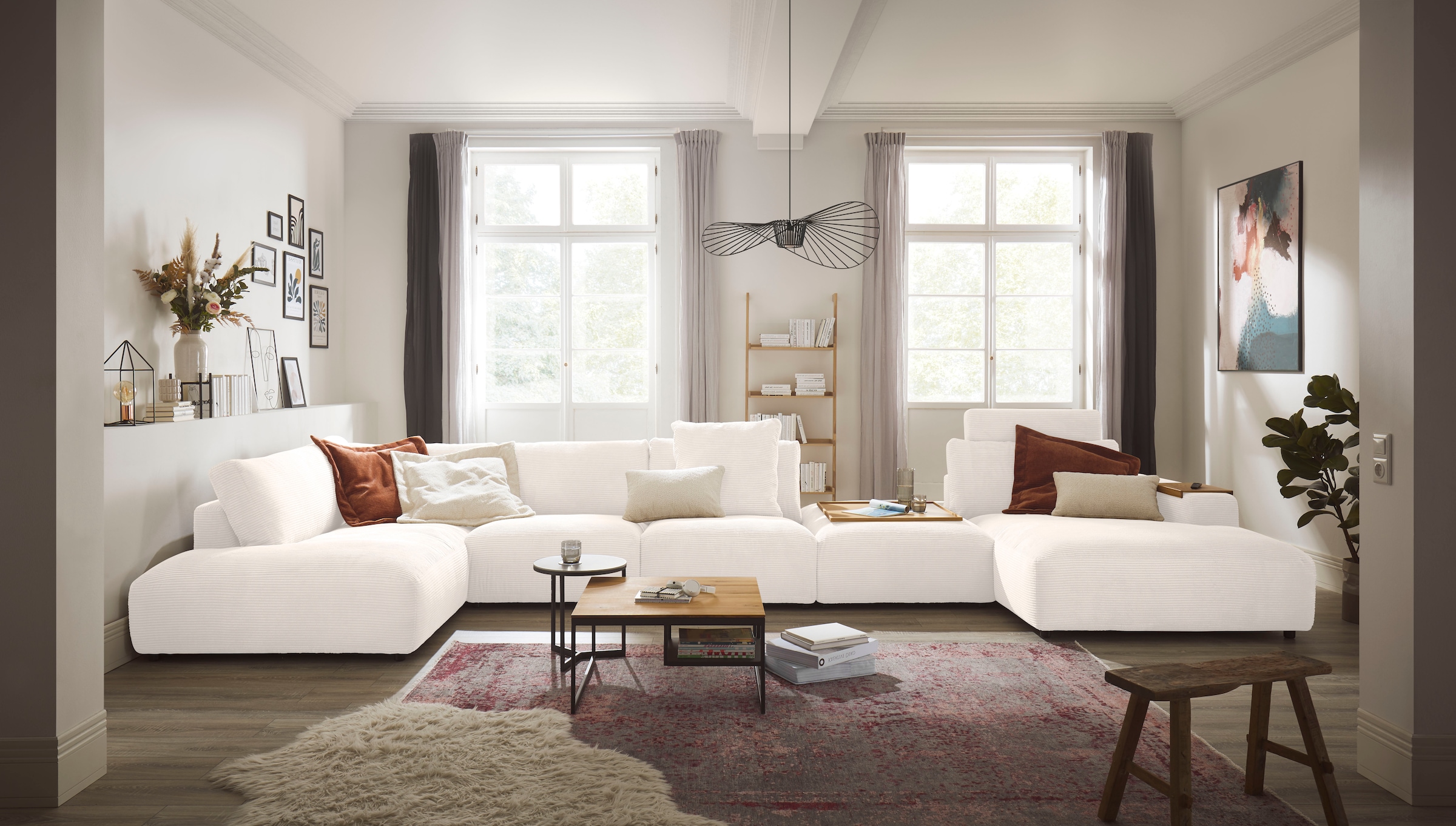 Musterring Wohnlandschaft "Lucia bequem und viel Platz, U-Form" Cord-Bezug, inklusive Kopfstütze, Gesamtbreite 524 cm