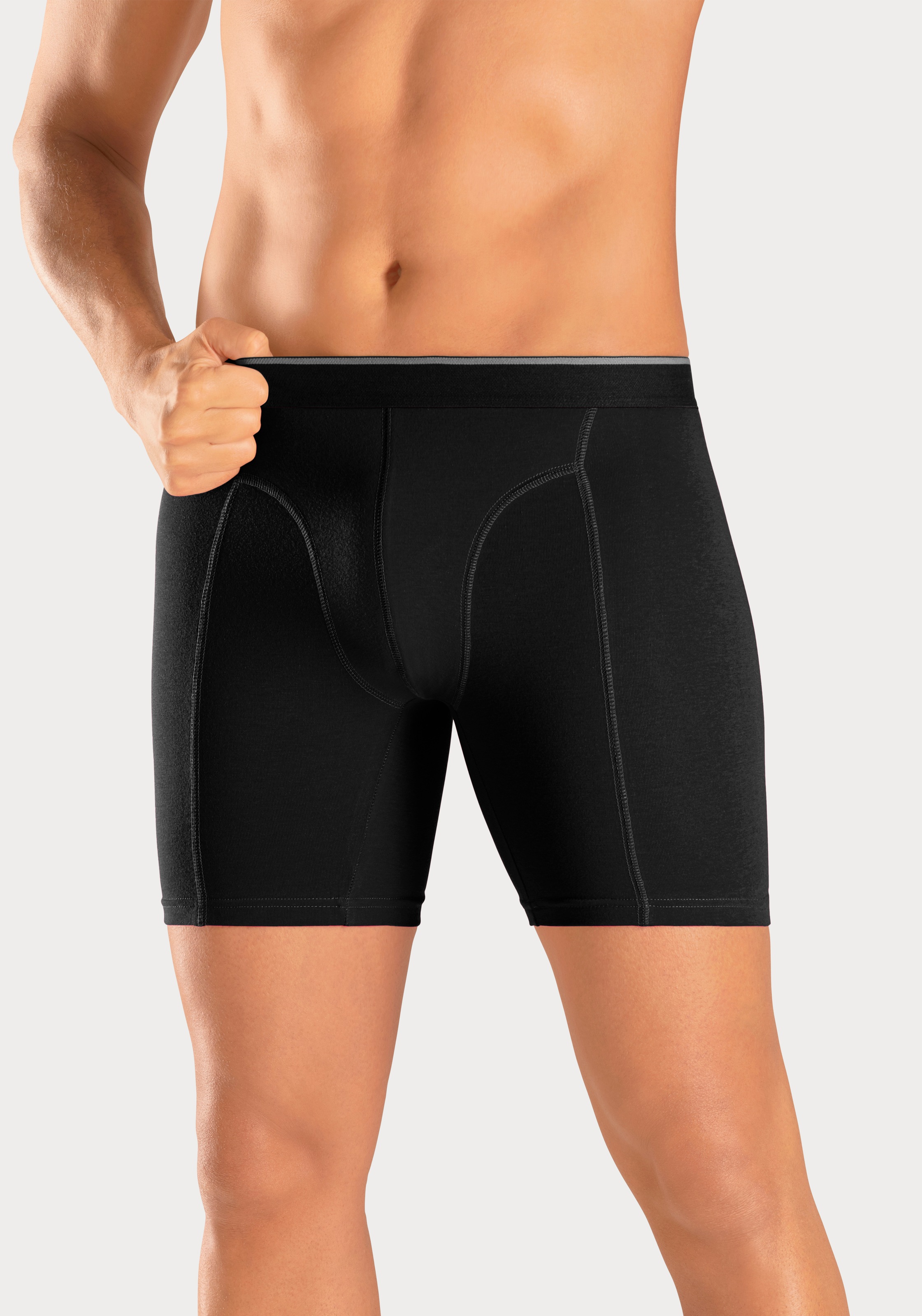 AUTHENTIC LE JOGGER Langer Boxer, (Packung, 5 St.), mit zweifarbigem Webbund und längerem Bein