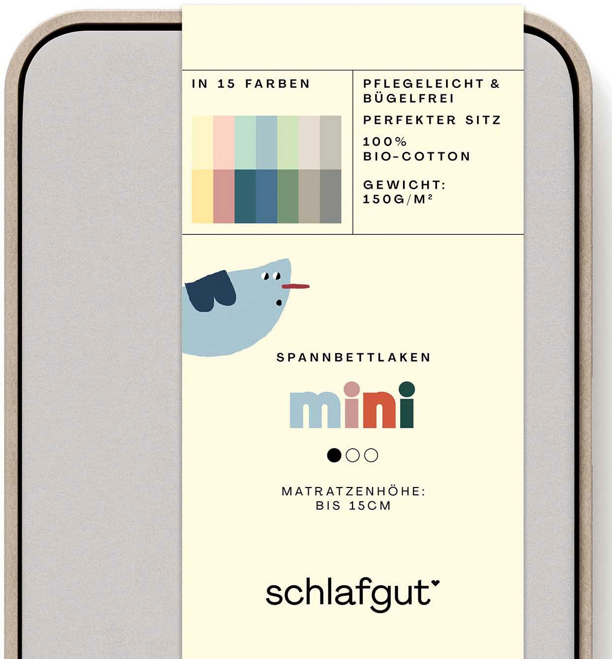 Spannbettlaken SCHLAFGUT, grau, Jersey, Obermaterial: 100% Baumwolle, Bettlaken, "Casual Mini Spannbettlaken", für Kinder, MADE IN GREEN by OEKO-TEX