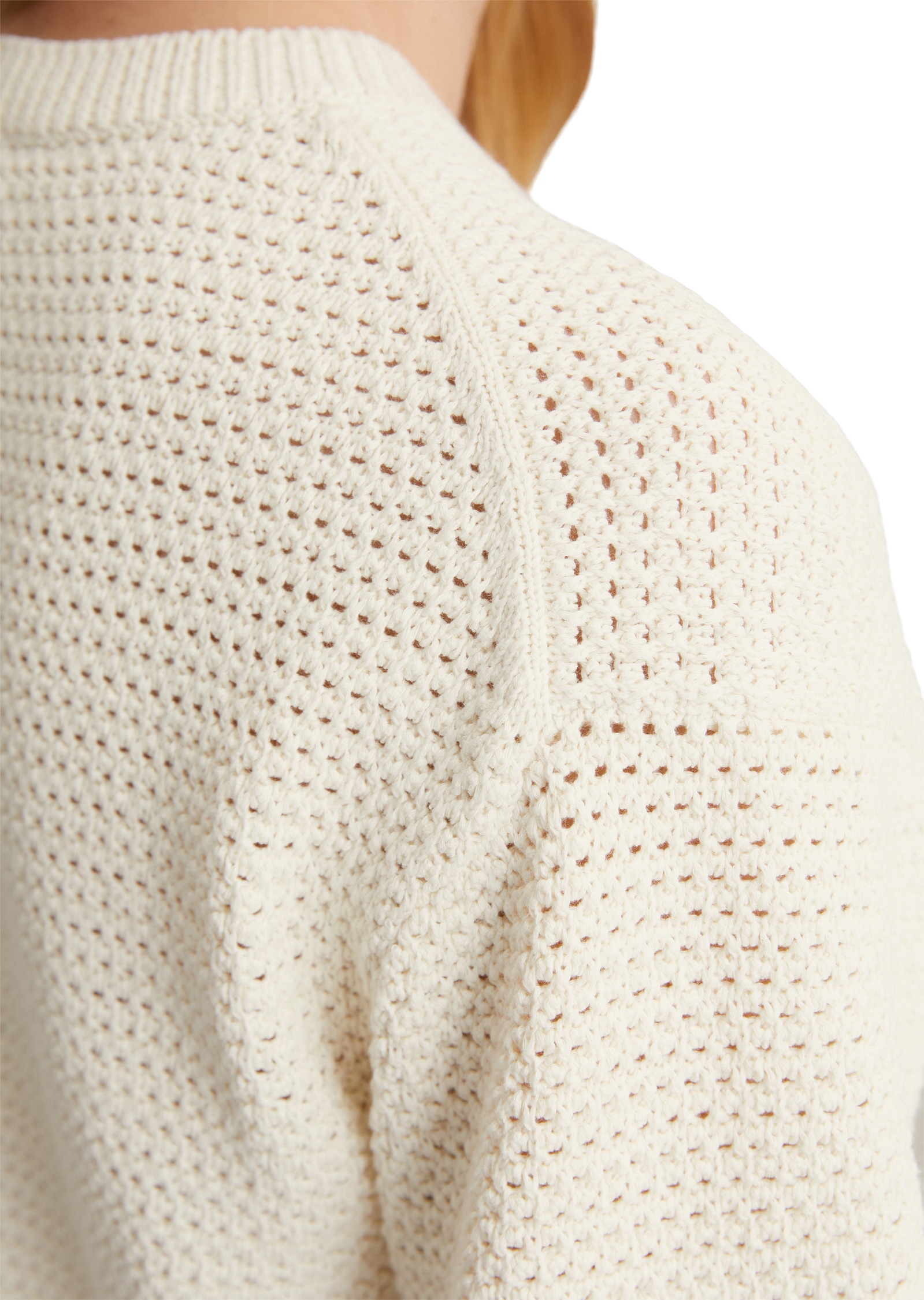 Marc O'Polo DENIM Strickpullover, In Häkel-Optik gestrickt, cropped