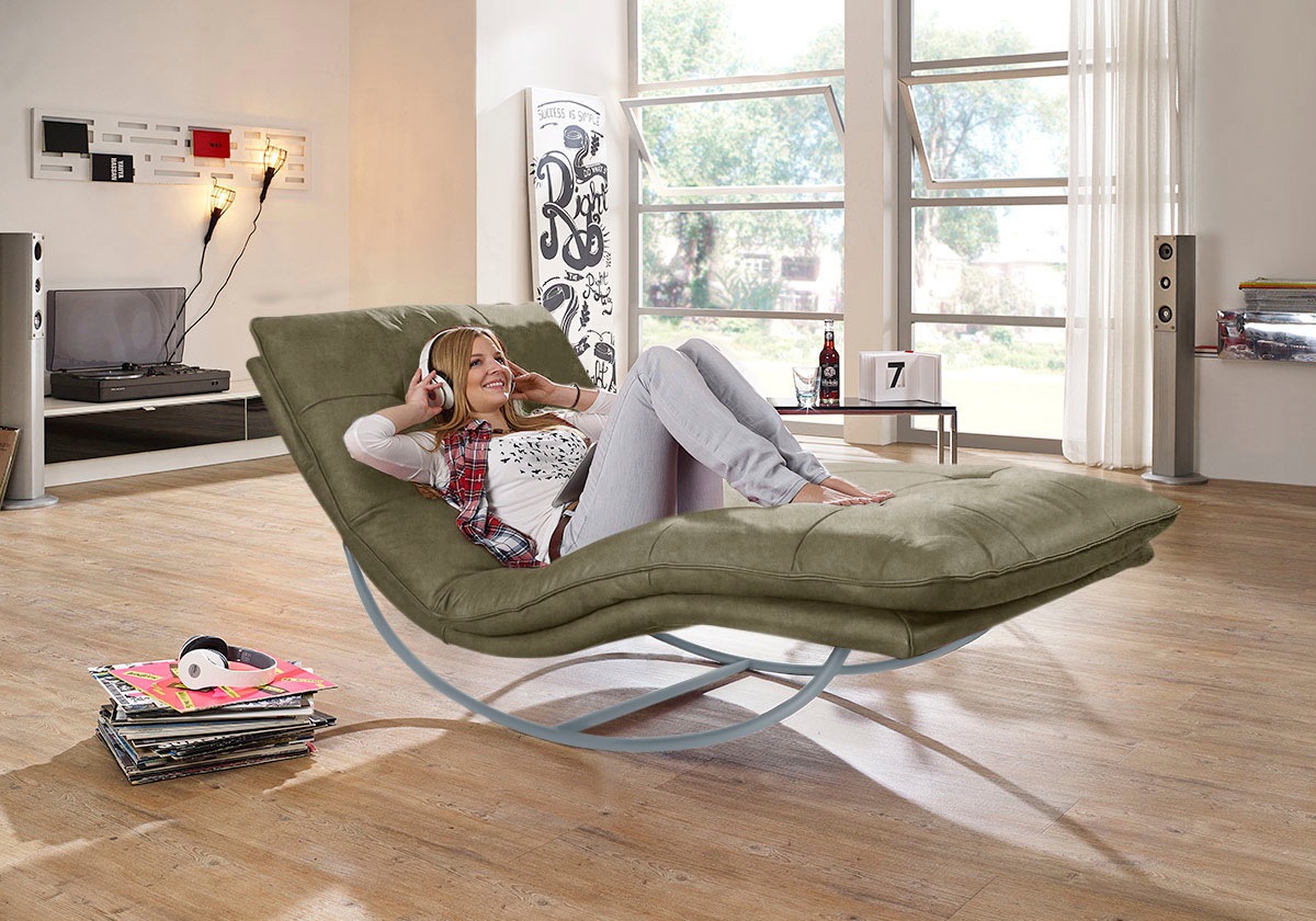 W.SCHILLIG Relaxliege »daily dreams«, in Waffelkissen-Optik, Schaukelgestell silber matt, in 2 Breiten