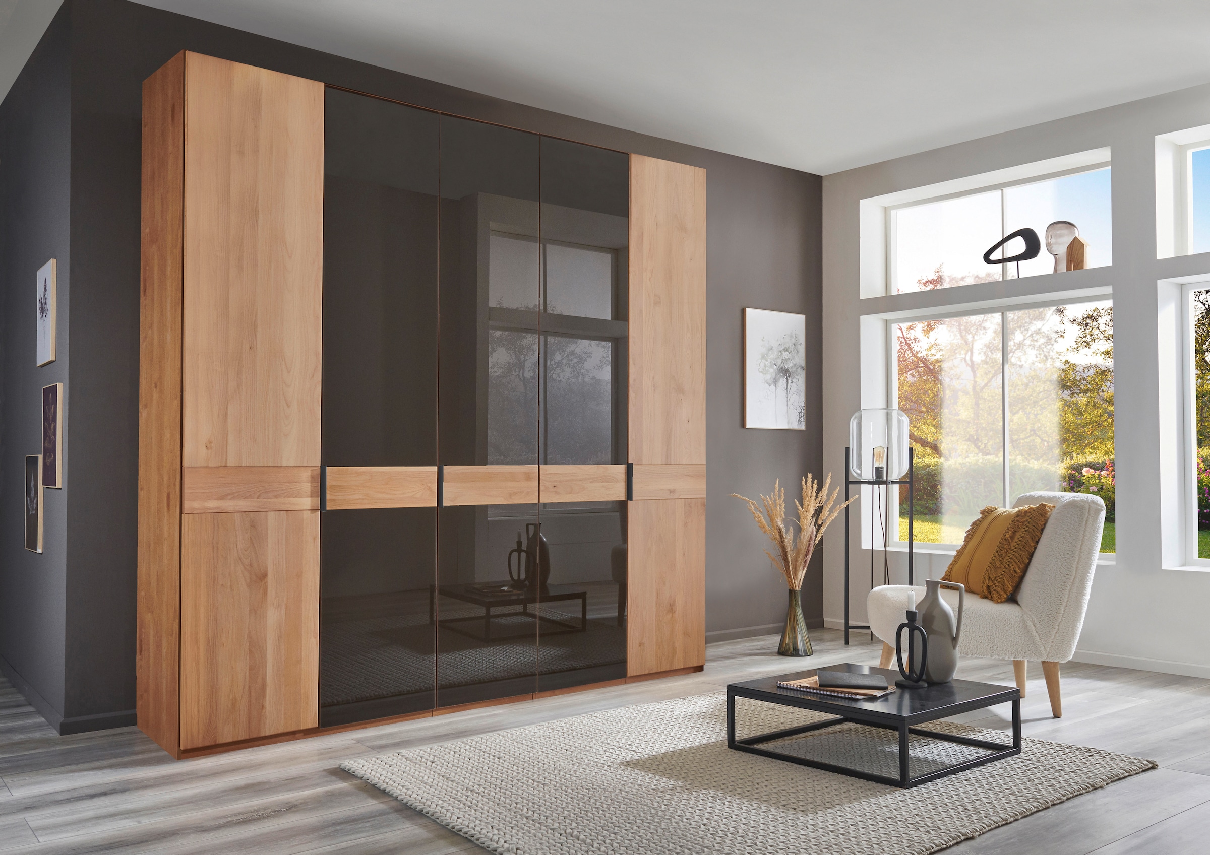 WIEMANN Drehtürenschrank "Cardiff, Massivholztüren in Kombination mit Glas- günstig online kaufen