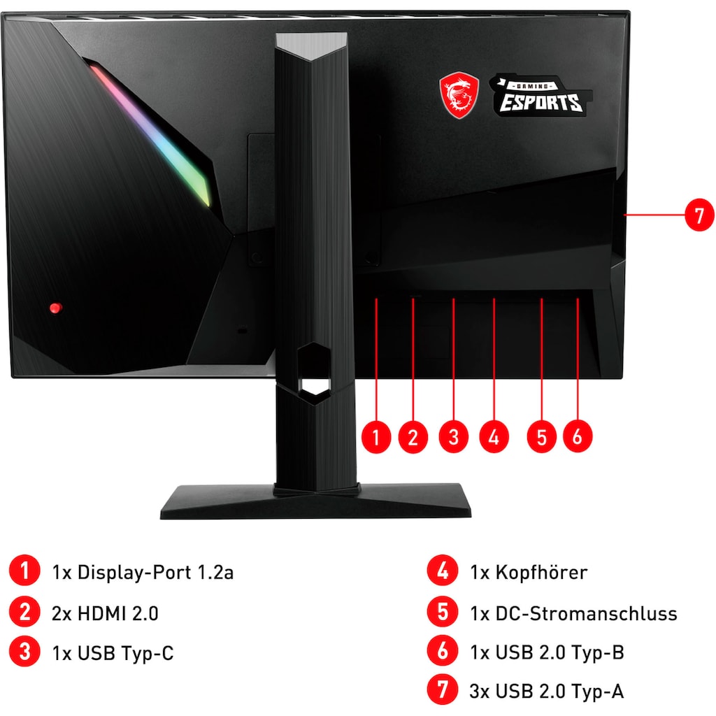 MSI Gaming-LED-Monitor »Optix MAG251RX«, 62,2 cm/24,5 Zoll, 1920 x 1080 px, Full HD, 1 ms Reaktionszeit, 240 Hz