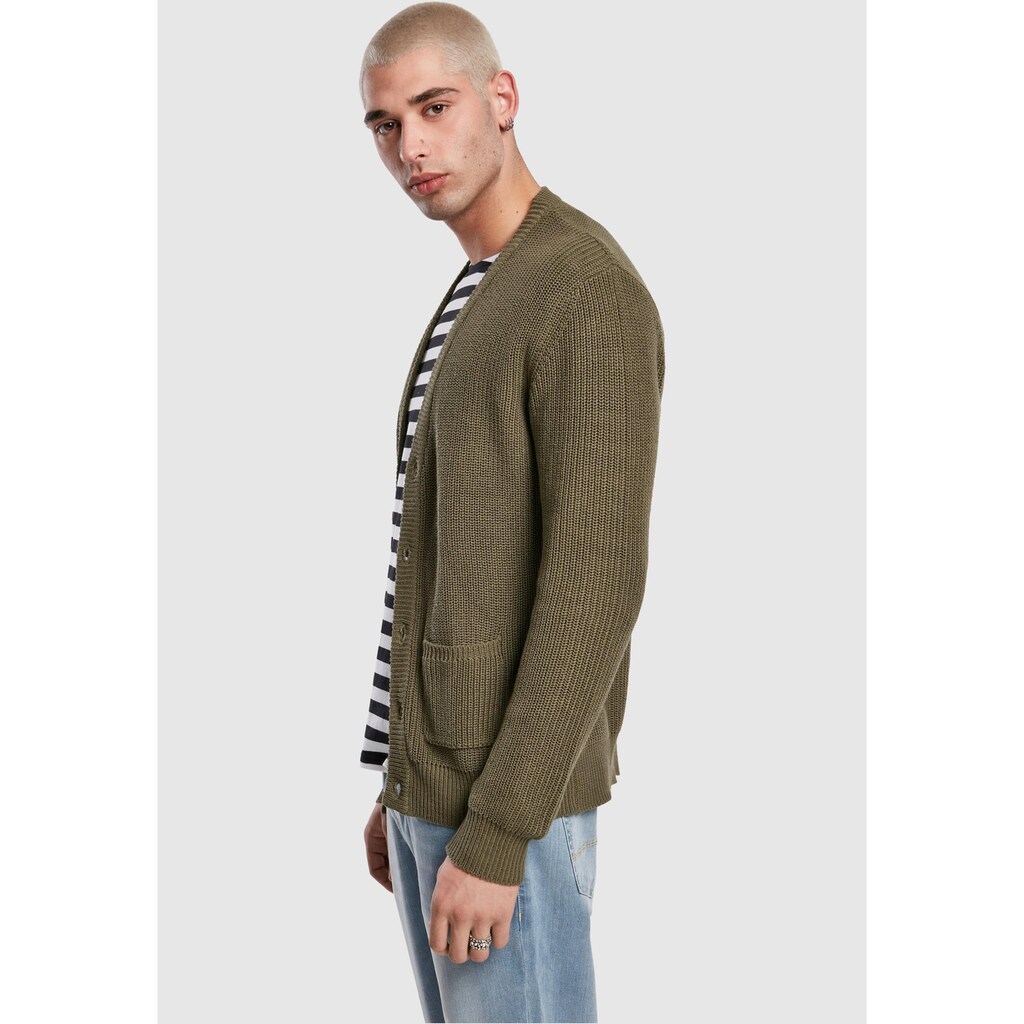 URBAN CLASSICS Strickfleecejacke »Urban Classics Herren Boxy Cardigan«, (1 St.), ohne Kapuze