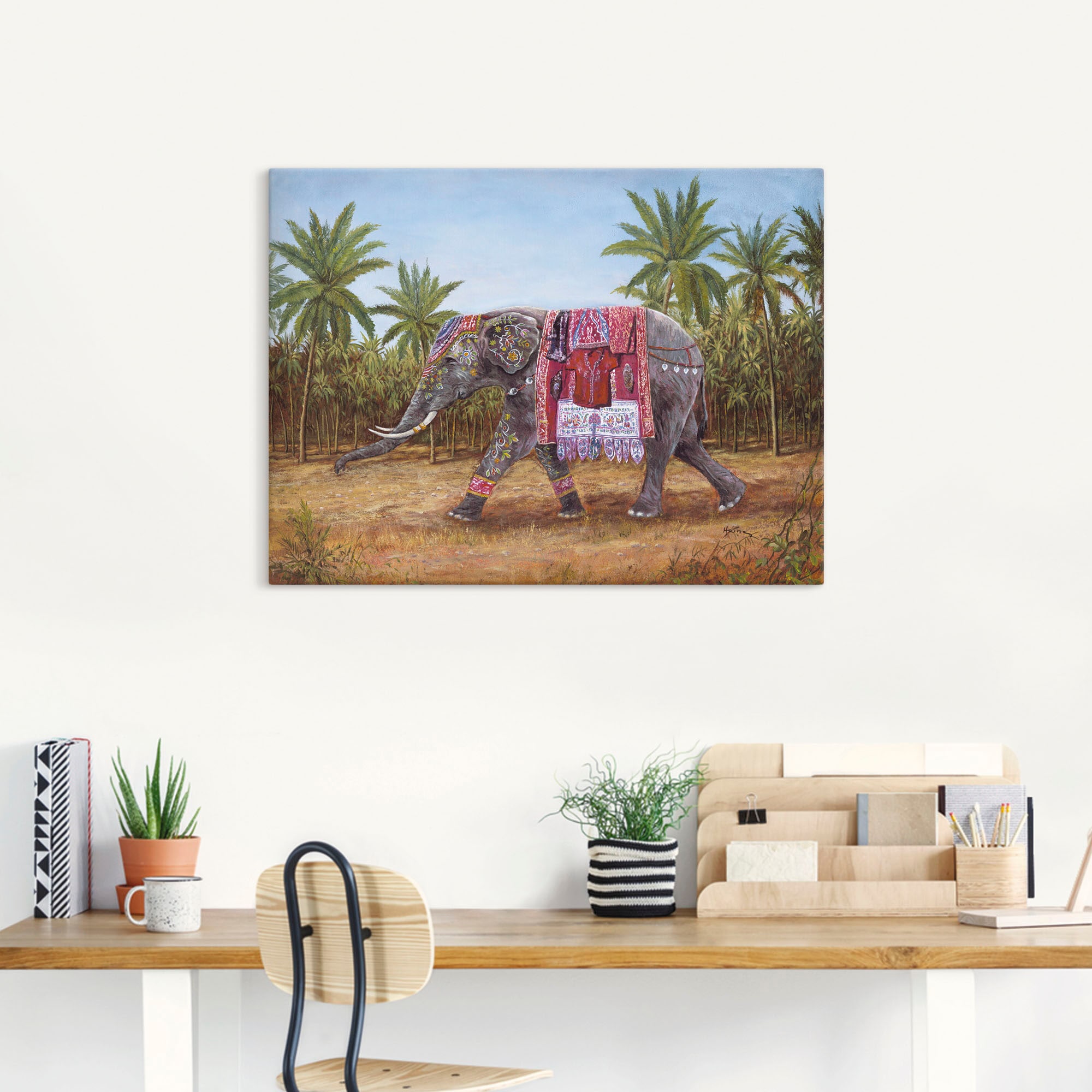 Artland Wandbild »Indischer Elefant«, Wildtiere, (1 St.), als Leinwandbild, Wandaufkleber in verschied. Größen