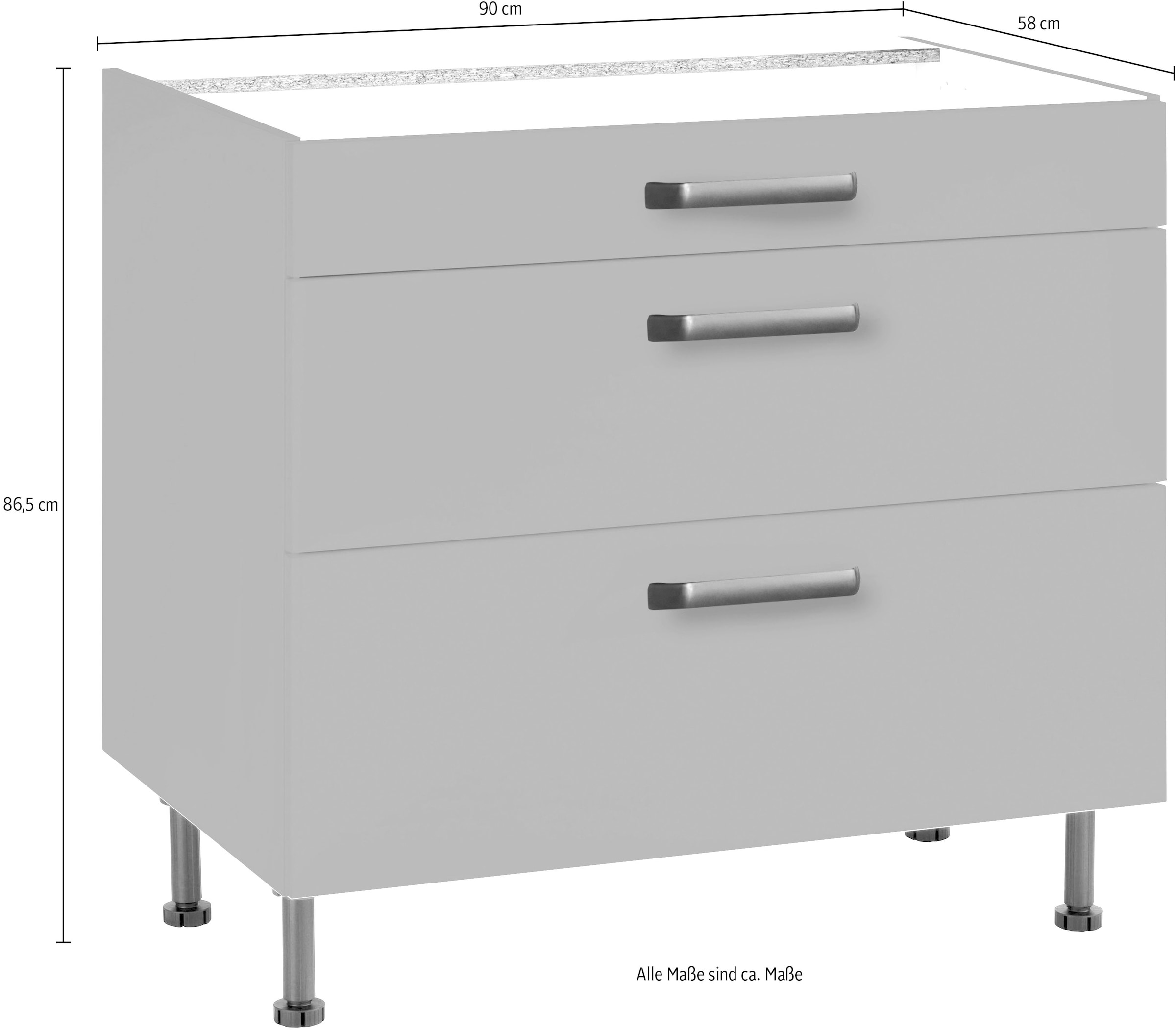 wiho Küchen Unterschrank »Simi«, Soft-Close-Funktion in Schubkästen und Auszügen, verstellbare Füße