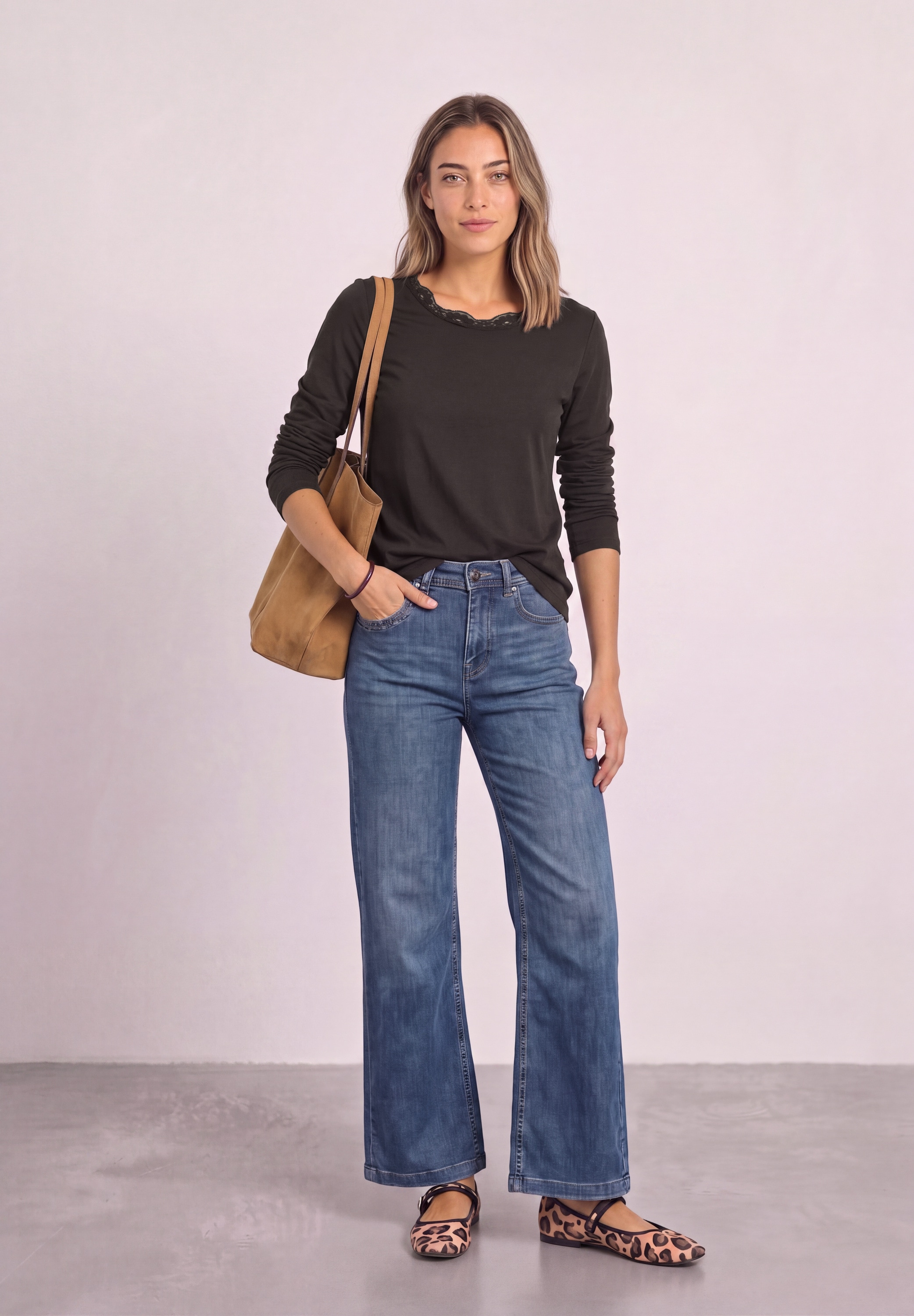 STREET ONE Langarmshirt mit Spitze