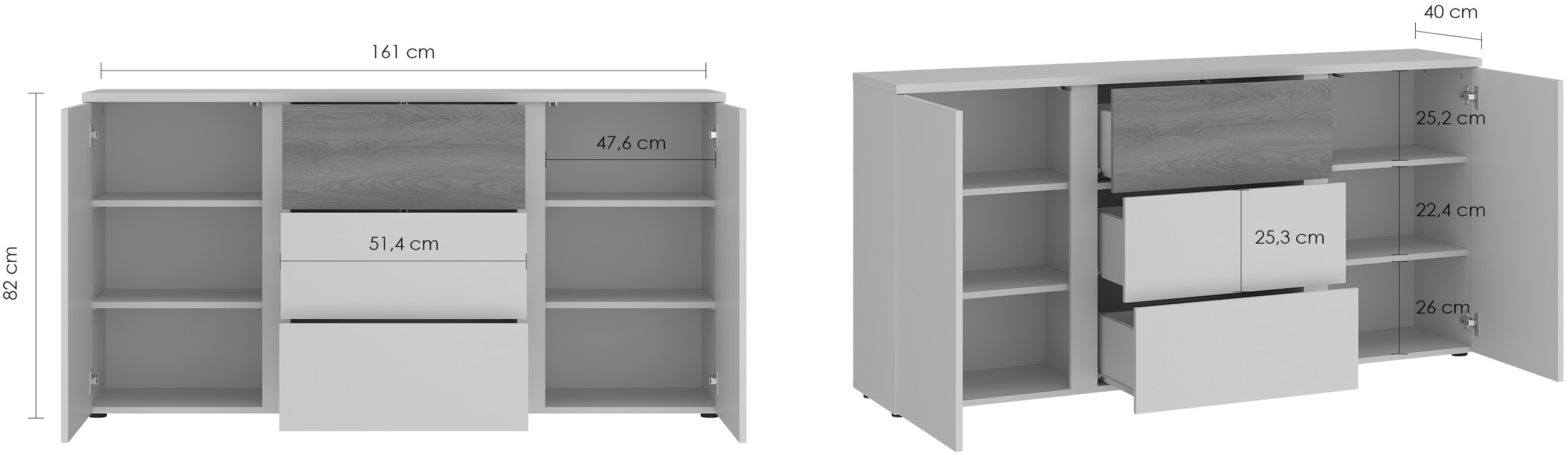 INOSIGN Sideboard »HAMM«, Breite ca. 161 cm