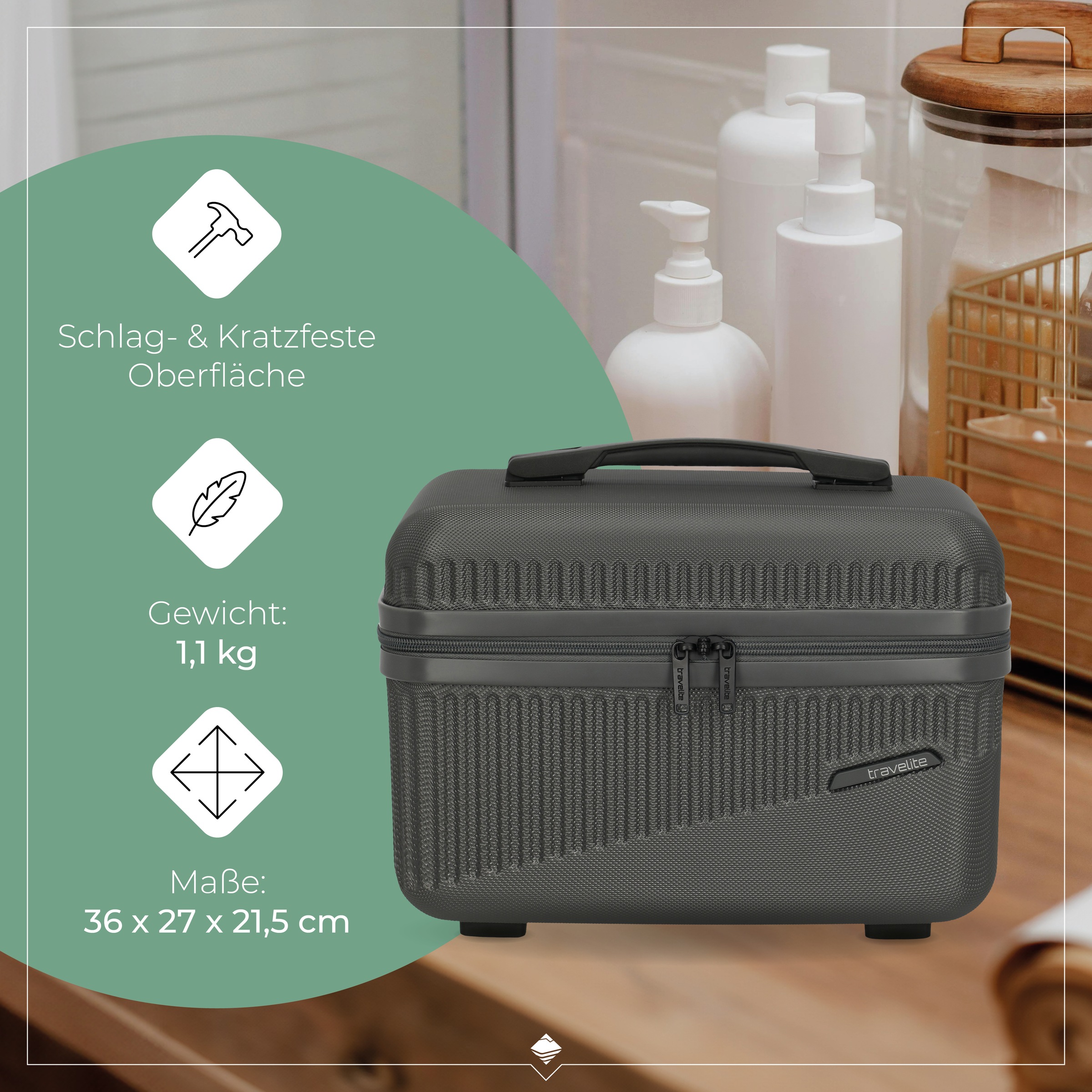 travelite Beautycase »BALI«, Kosmetikkoffer mit Aufsteck -und Organizerfunktion