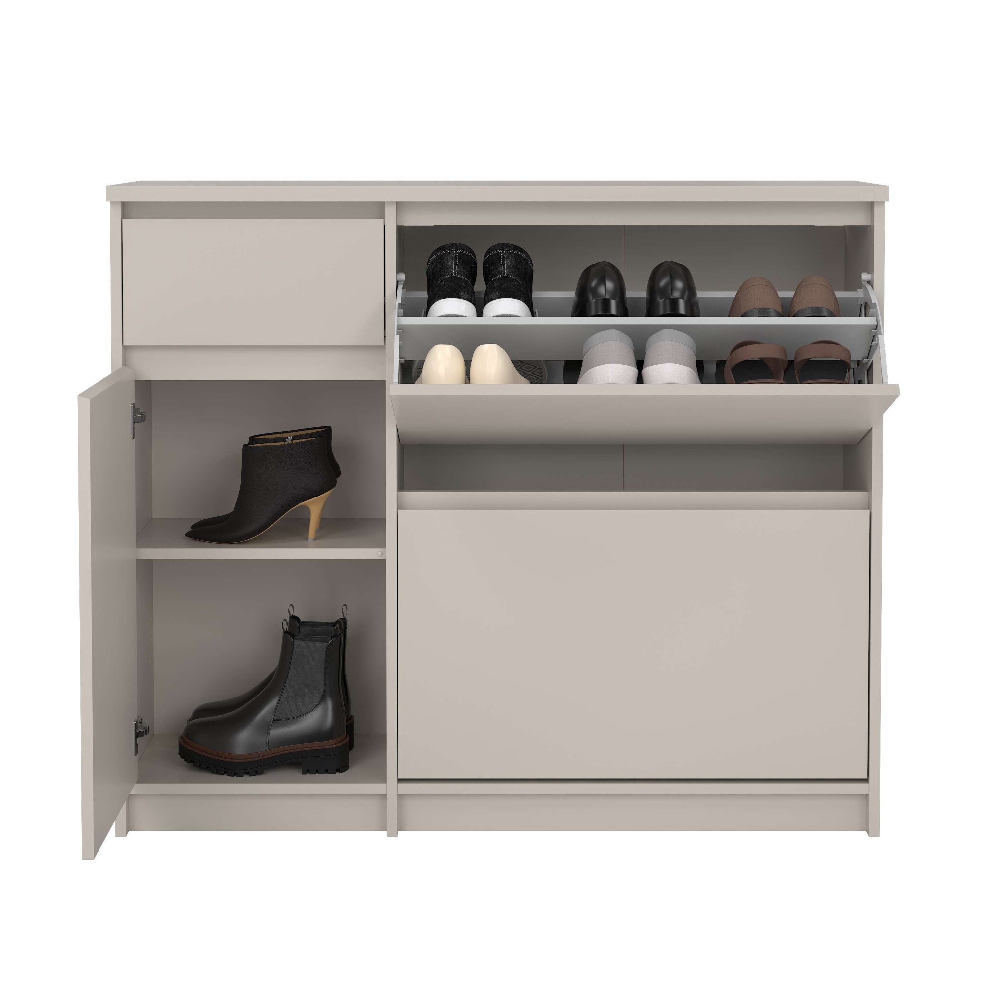 Home affaire Schuhschrank »Naia Schuhregal mit2 Klappen, 1 Fach & 1 Schublade, modernes Design« Platz für 12 Schuhe, platzsparend, erhältlich in verschiedenen Farben