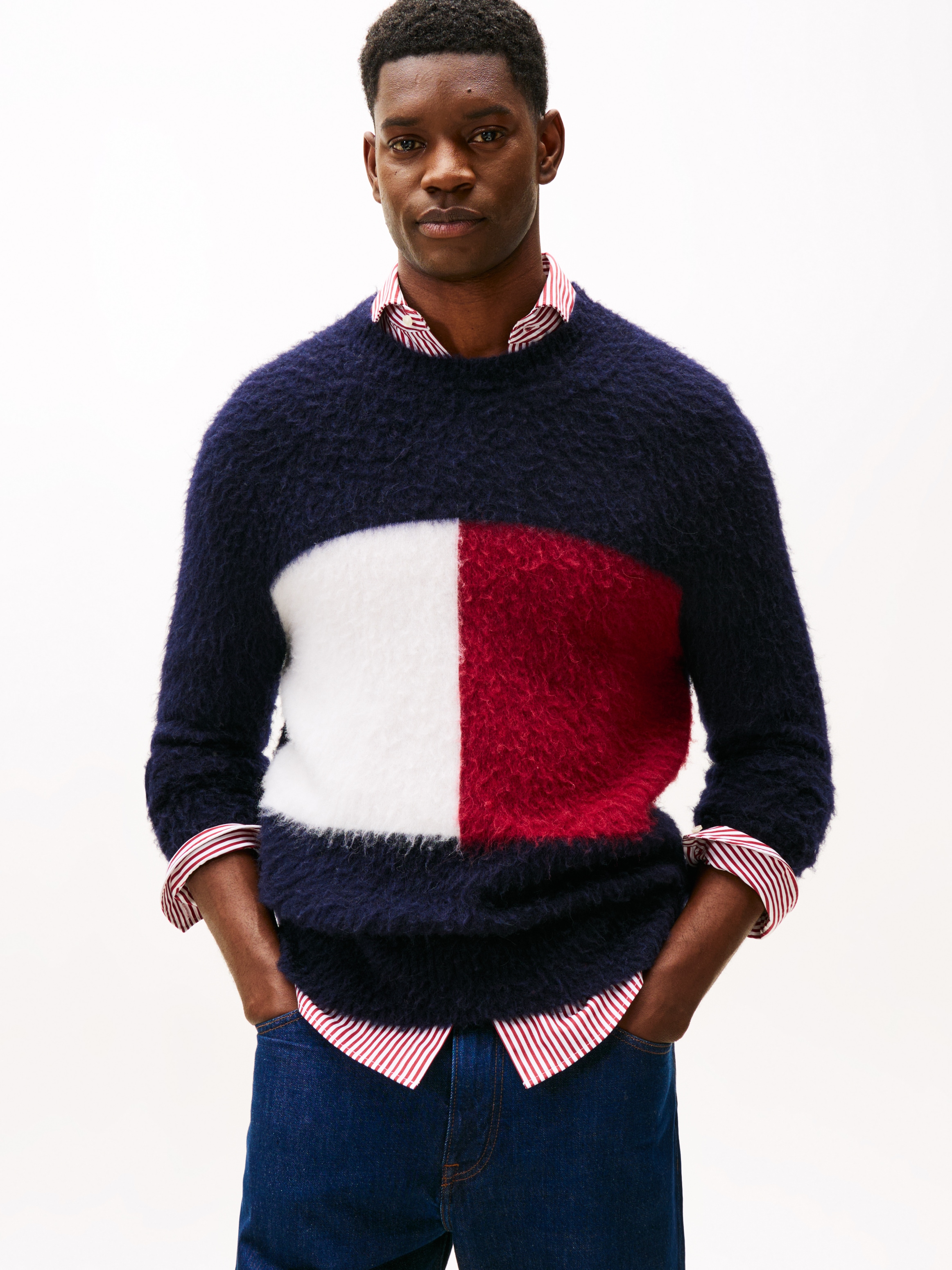 Tommy Hilfiger Strickpullover "ALPACA BLEND BIG FLAG CREW NECK", Regular fi günstig online kaufen