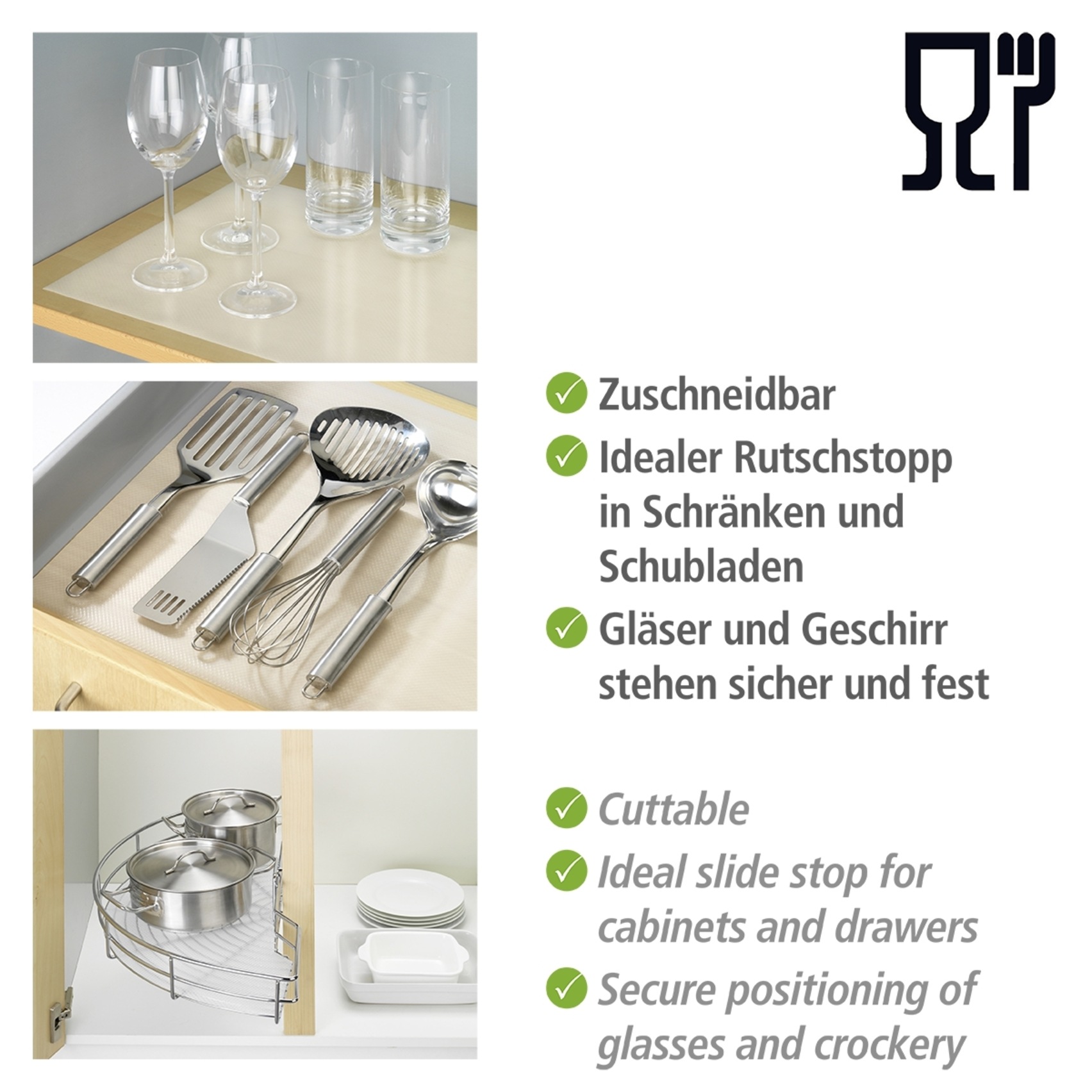WENKO Schubladenmatte »Modell transparent« Set, 3 Stk. tlg.