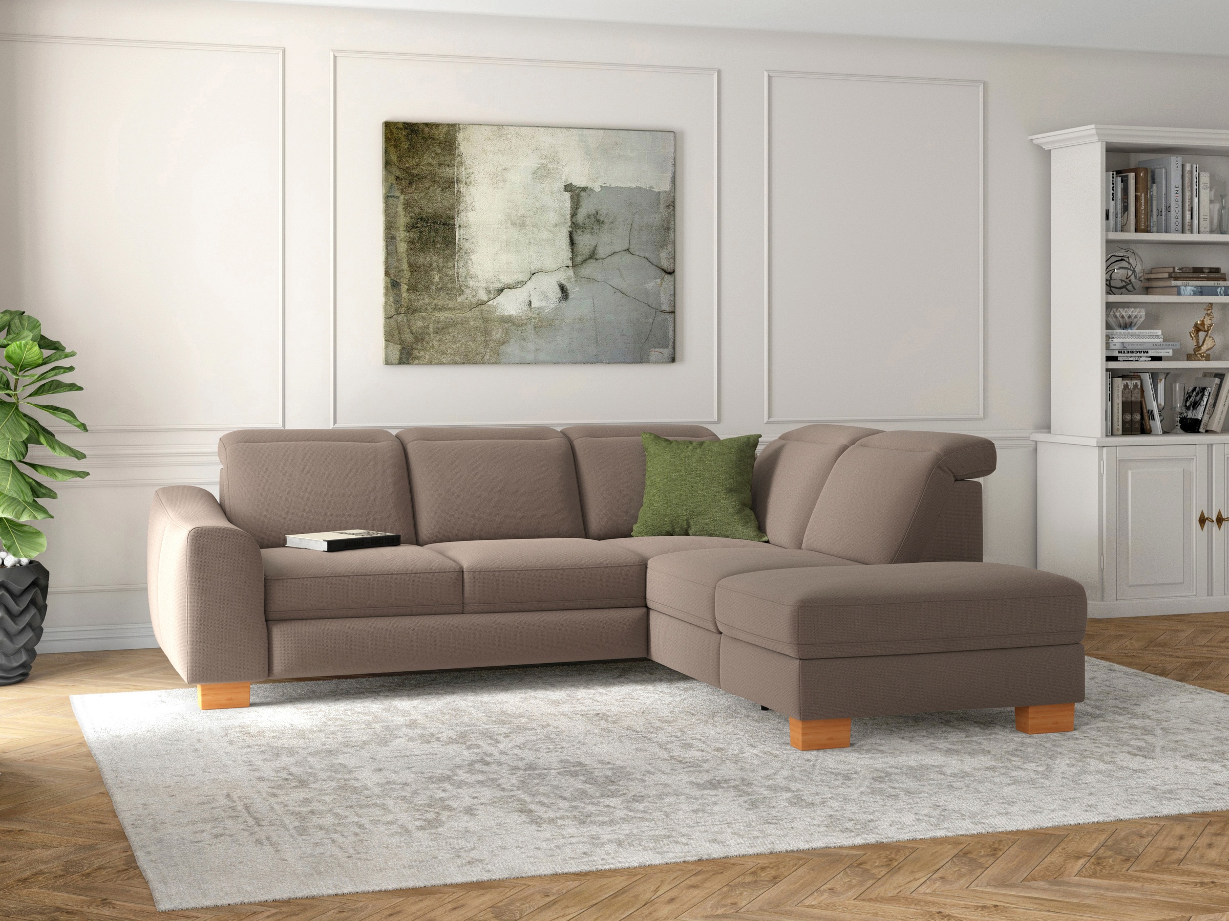 Thumbnail - sit&more Ecksofa "Dundee L-Form", mit Federkern und Massivholzfüßen, wahlweise mit Kopfteilverstellung