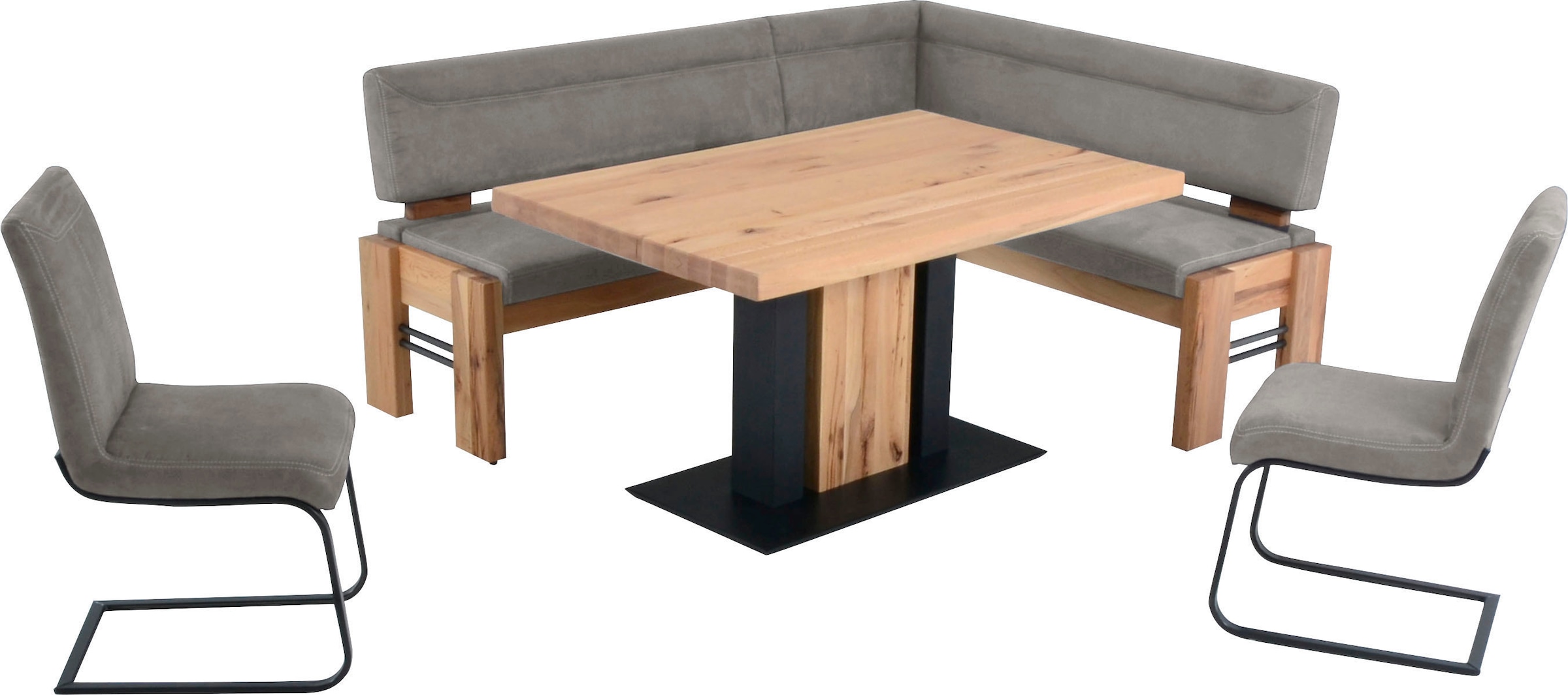 K+W Komfort & Wohnen Eckbankgruppe "Floyd" Set, 5 Stk. tlg. Stauraum-Eckbank, wahlweise rechts oder links langer Schenkel 203cm