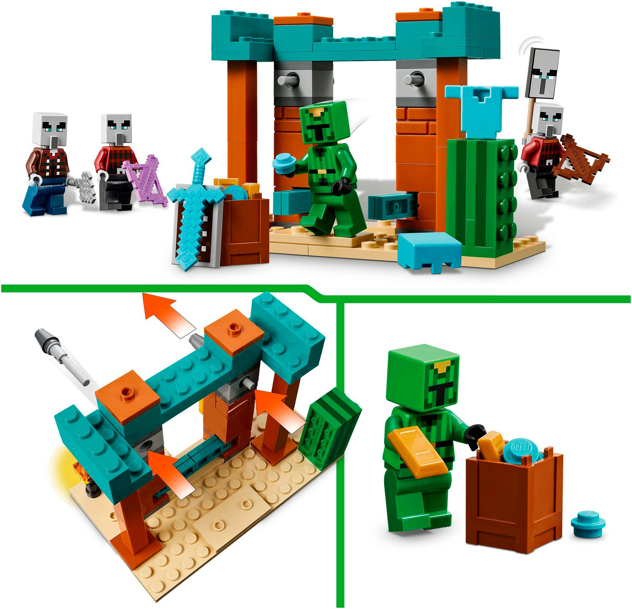 LEGO® Konstruktionsspielsteine »Die Illager-Wüstenpatrouille (21267), LEGO Minecraft«, (105 St.), Made in Europe