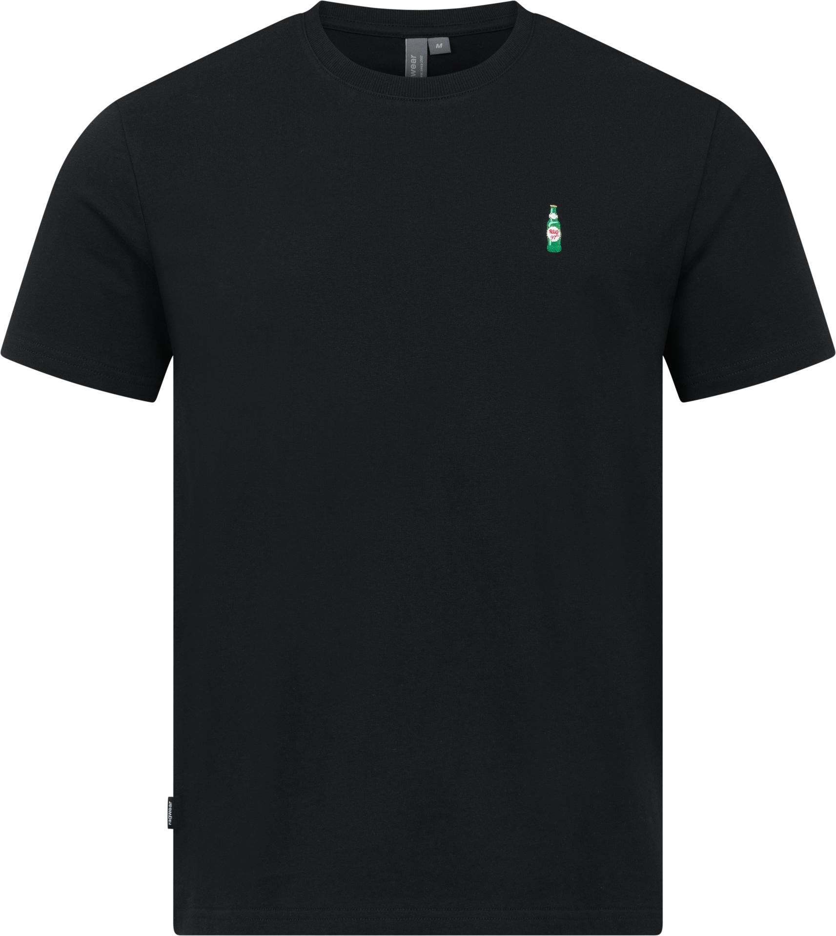 T-Shirt RAGWEAR "Samms C Gots YOUMODO", Damen, Gr. M (50), schwarz, Material: 100% Baumwolle, Basic, relaxed fit hüftlang, Rundhals, normaler Saum, Shirts T-Shirt, Kurzärmliges Shirt mit Flaschen-Stickerei