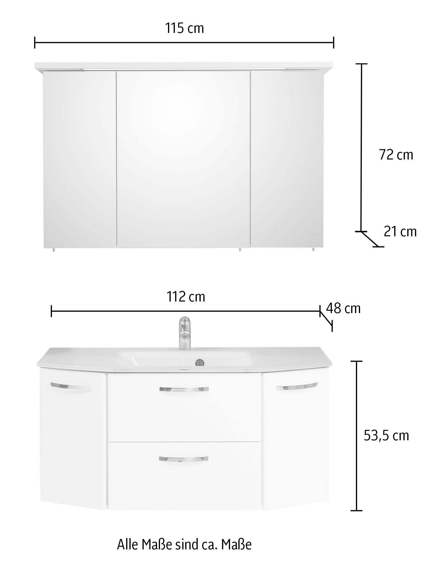 Saphir Badmöbel-Set »Quickset 326, 3-teilig, mit Glaswaschtisch« 3 Stk. tlg.