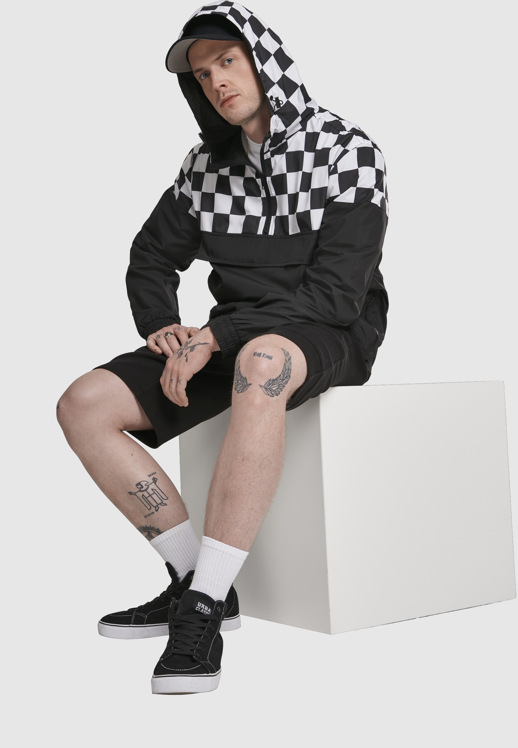 URBAN CLASSICS Langmantel »Urban Classics Herren Check Pull Over Jacket«