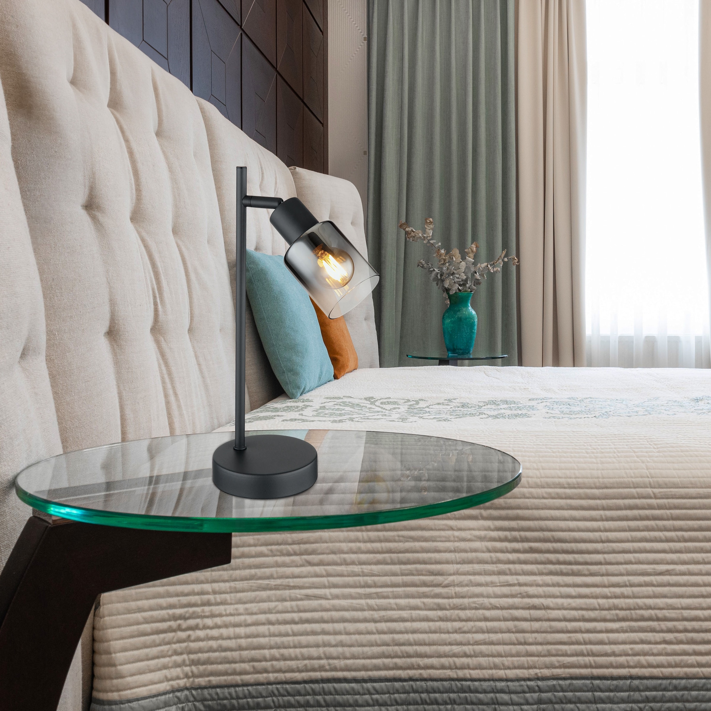 GLOBO LIGHTING Tischleuchte »HUBERTUS« E14 1 Stk. Tischlampe Nachttischlampe Deko-Tischleuchte Schlafzimmer