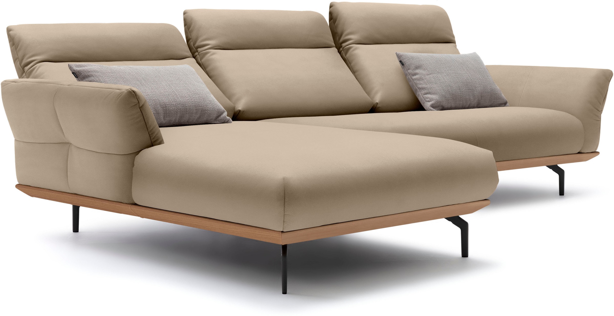 Creation BY ROLF BENZ Ecksofa »CR.460«, Sockel in Eiche, Winkelfüße in Umbragrau, Breite 318 cm
