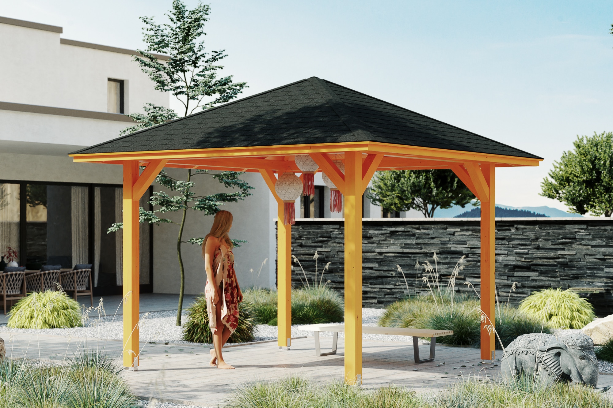 Skanholz Holzpavillon »Cannes 1«, Leimholz, 294 x 294 cm