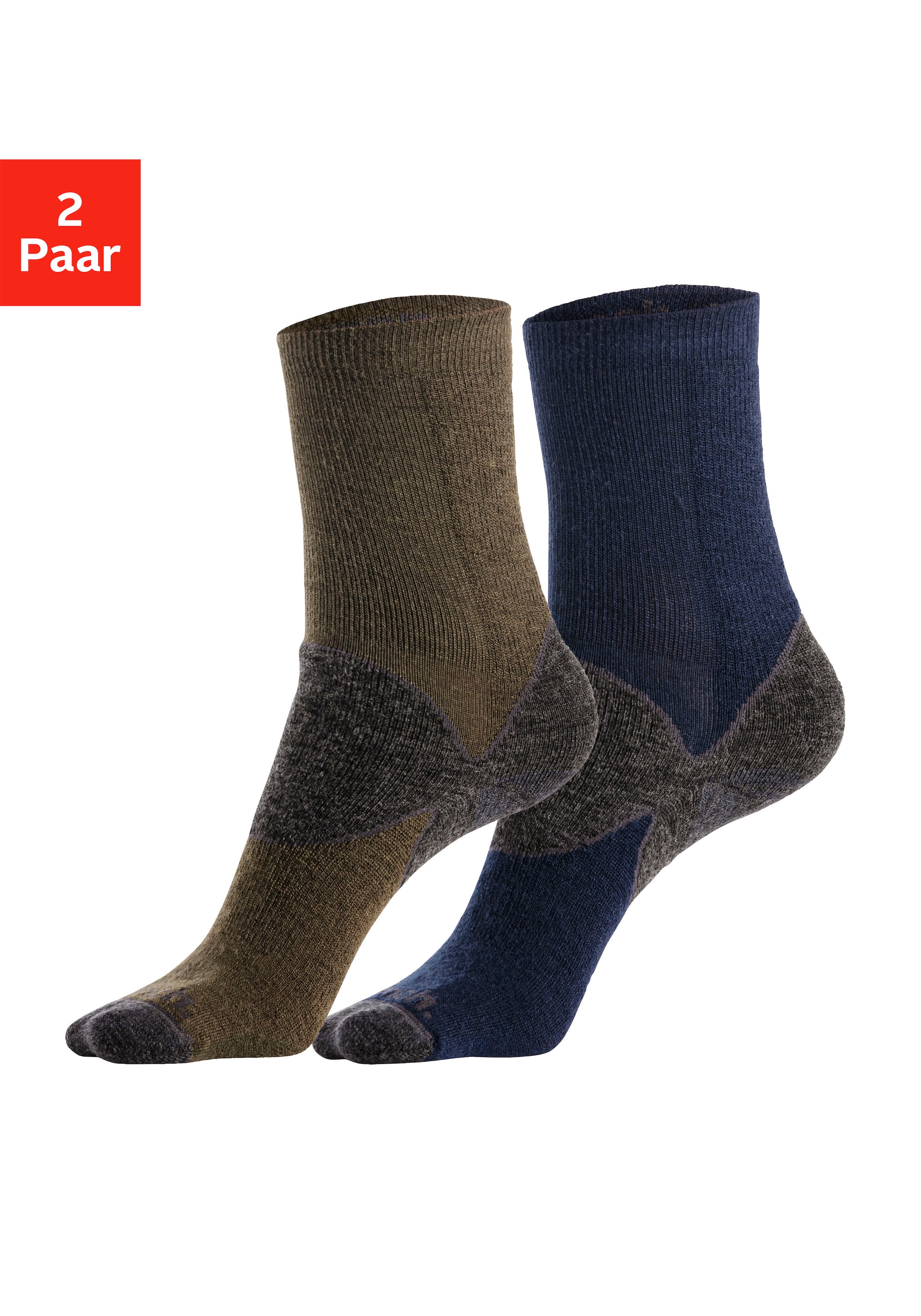 Bench. Wandersocken, (Packung, 2 Paar), Wollsocken aus flauschigem Material mit 36% Wolle