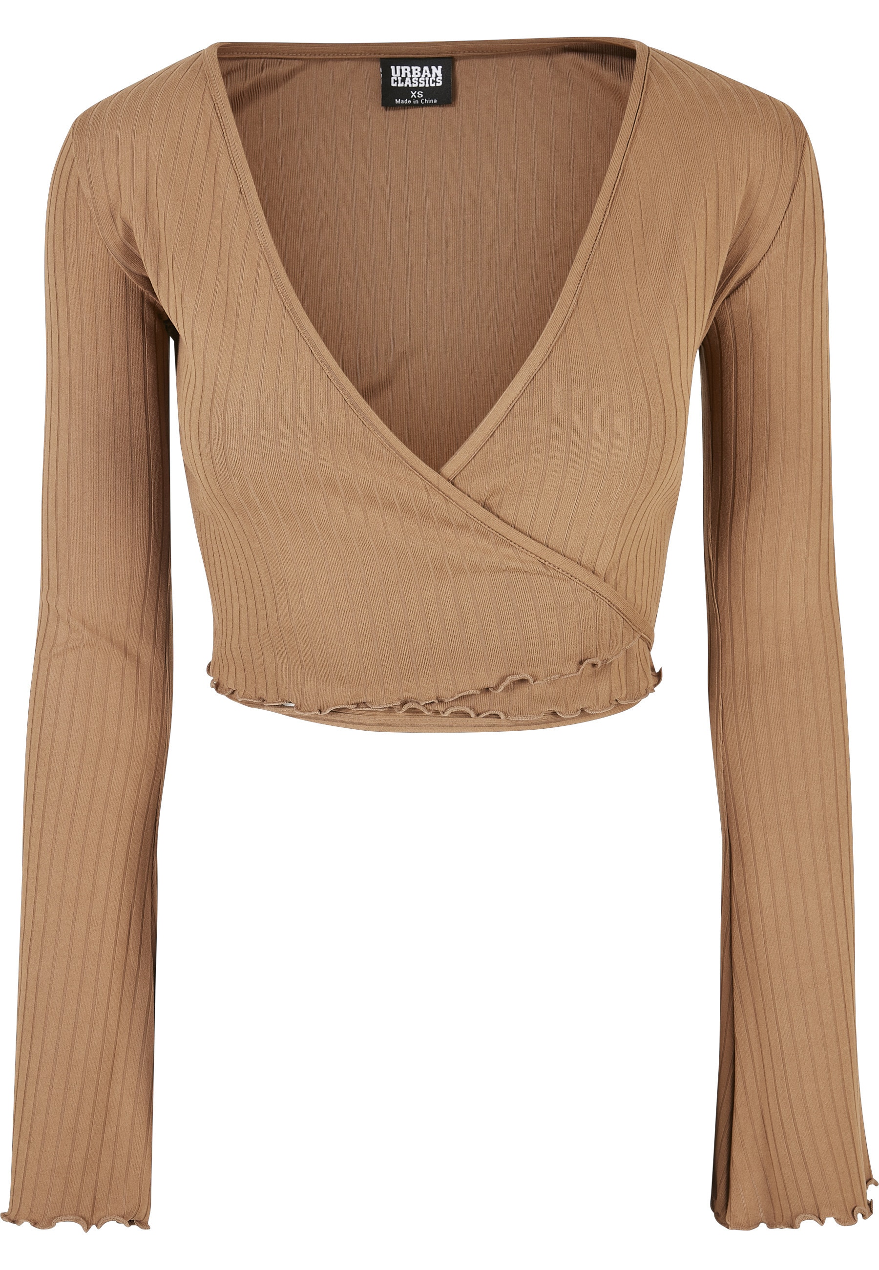 URBAN CLASSICS Langarmshirt "Urban Classics Damen Ladies Cropped Rib Wrapped Longsleeve" 1