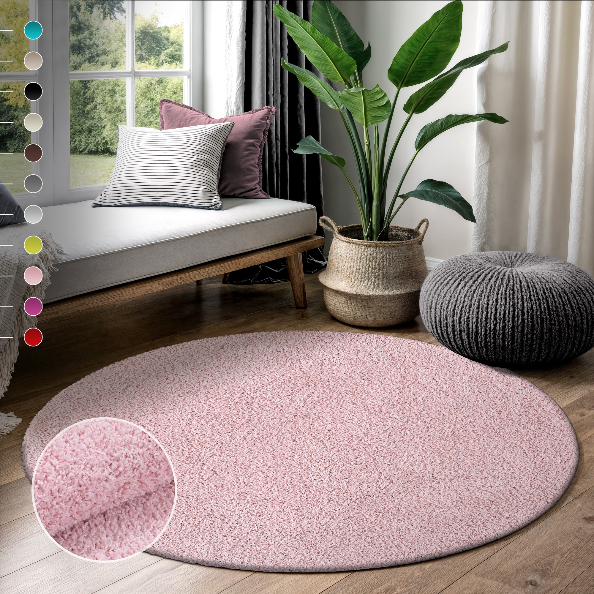 Sanat Hochflor-Teppich "LOCA, auch als Läufer und in Rund" rund 30 mm Höhe Wohnzimmer, Langflor, Shaggy, Schlafzimmer